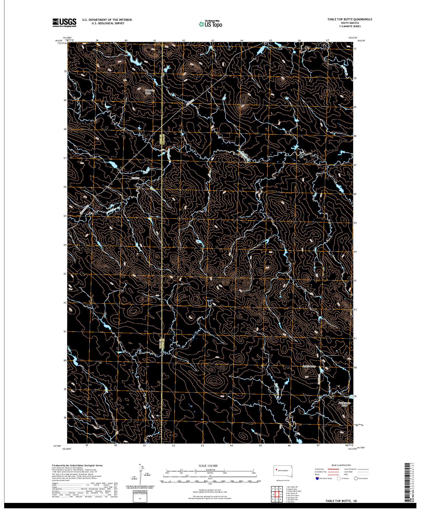 USGS US TOPO 7.5-MINUTE MAP FOR TABLE TOP BUTTE, SD 2021