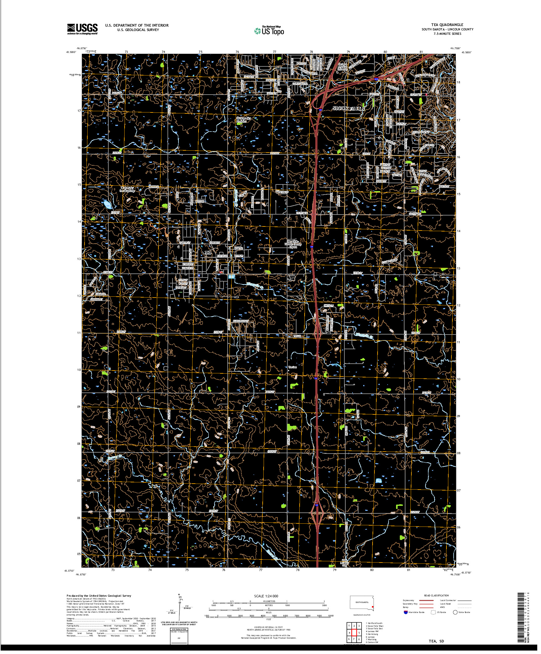 USGS US TOPO 7.5-MINUTE MAP FOR TEA, SD 2021