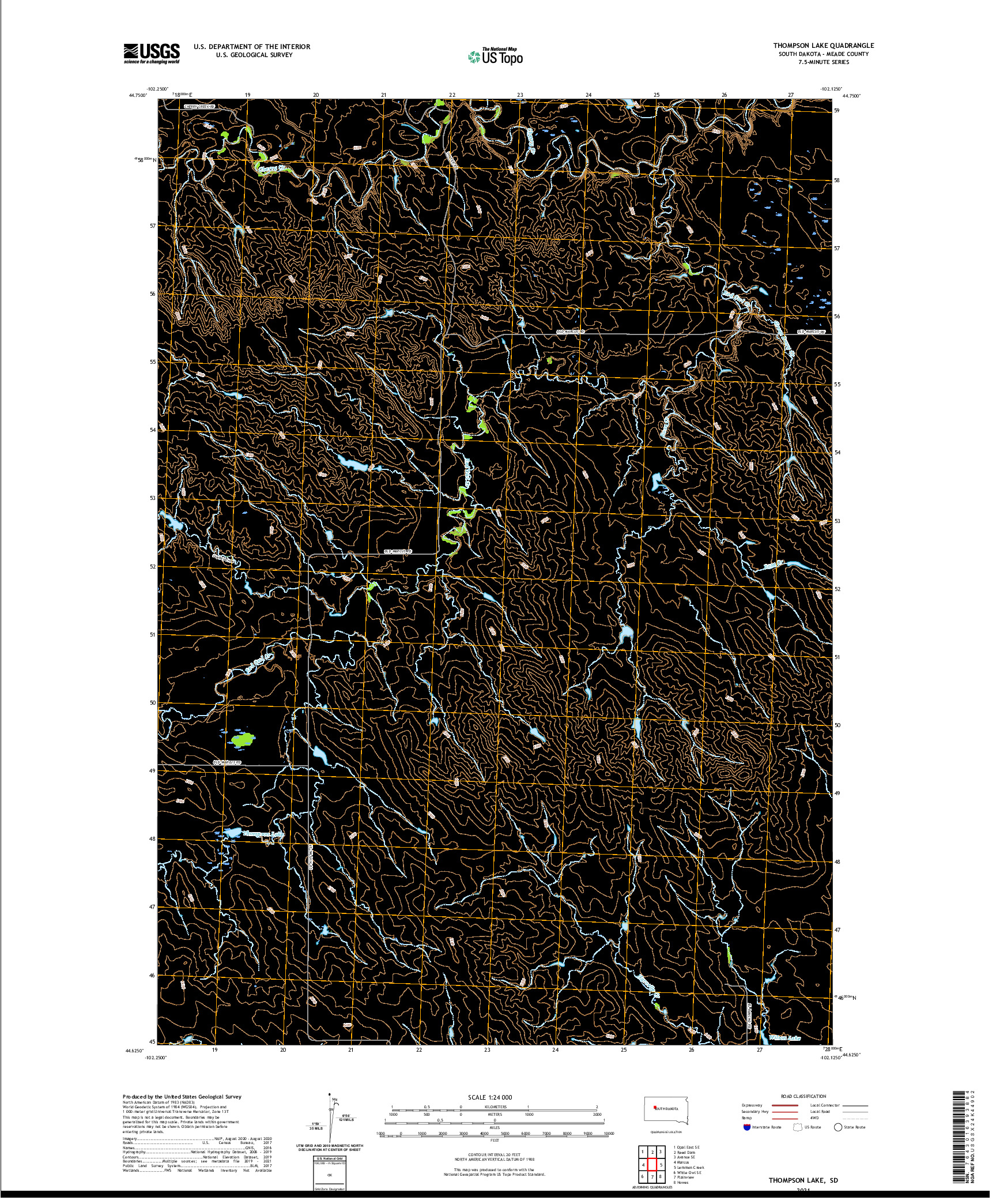 USGS US TOPO 7.5-MINUTE MAP FOR THOMPSON LAKE, SD 2021