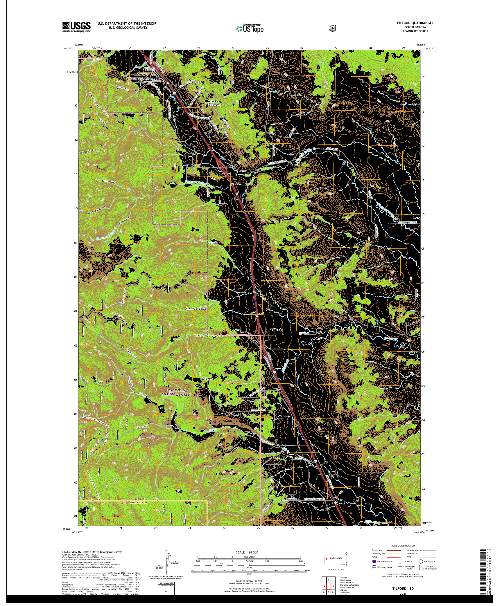 USGS US TOPO 7.5-MINUTE MAP FOR TILFORD, SD 2021