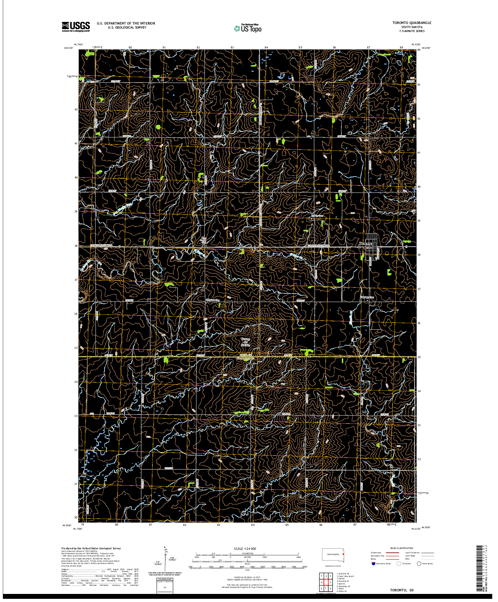 USGS US TOPO 7.5-MINUTE MAP FOR TORONTO, SD 2021