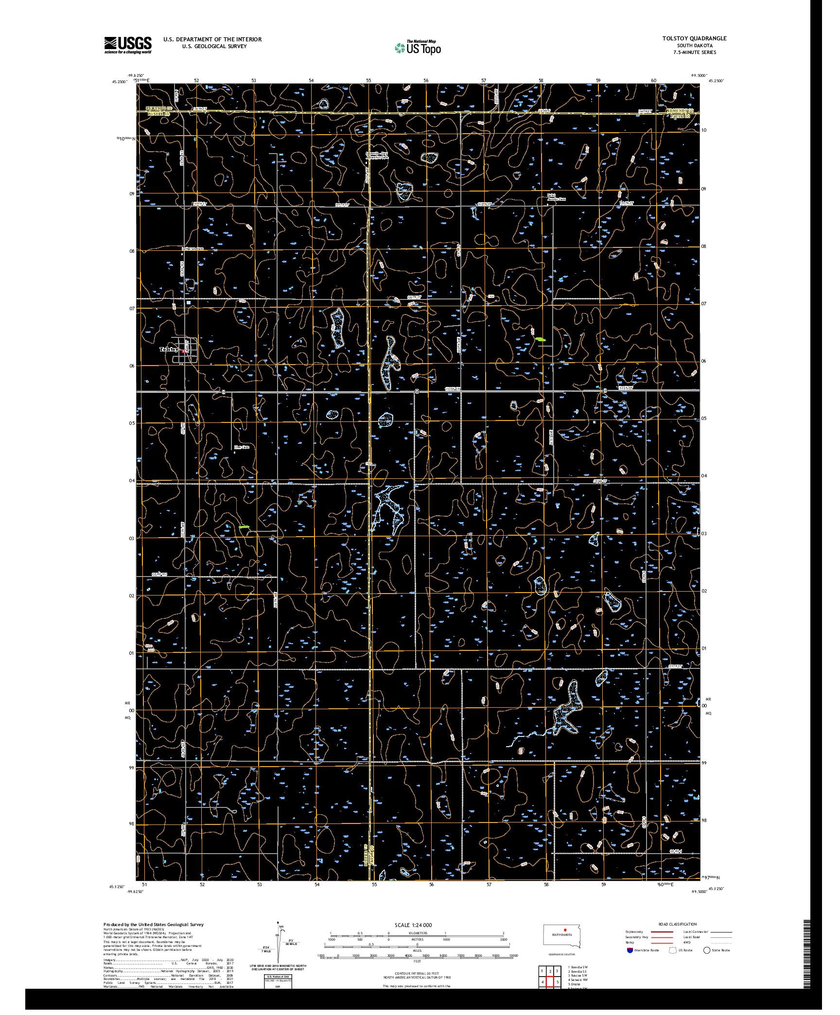 USGS US TOPO 7.5-MINUTE MAP FOR TOLSTOY, SD 2021