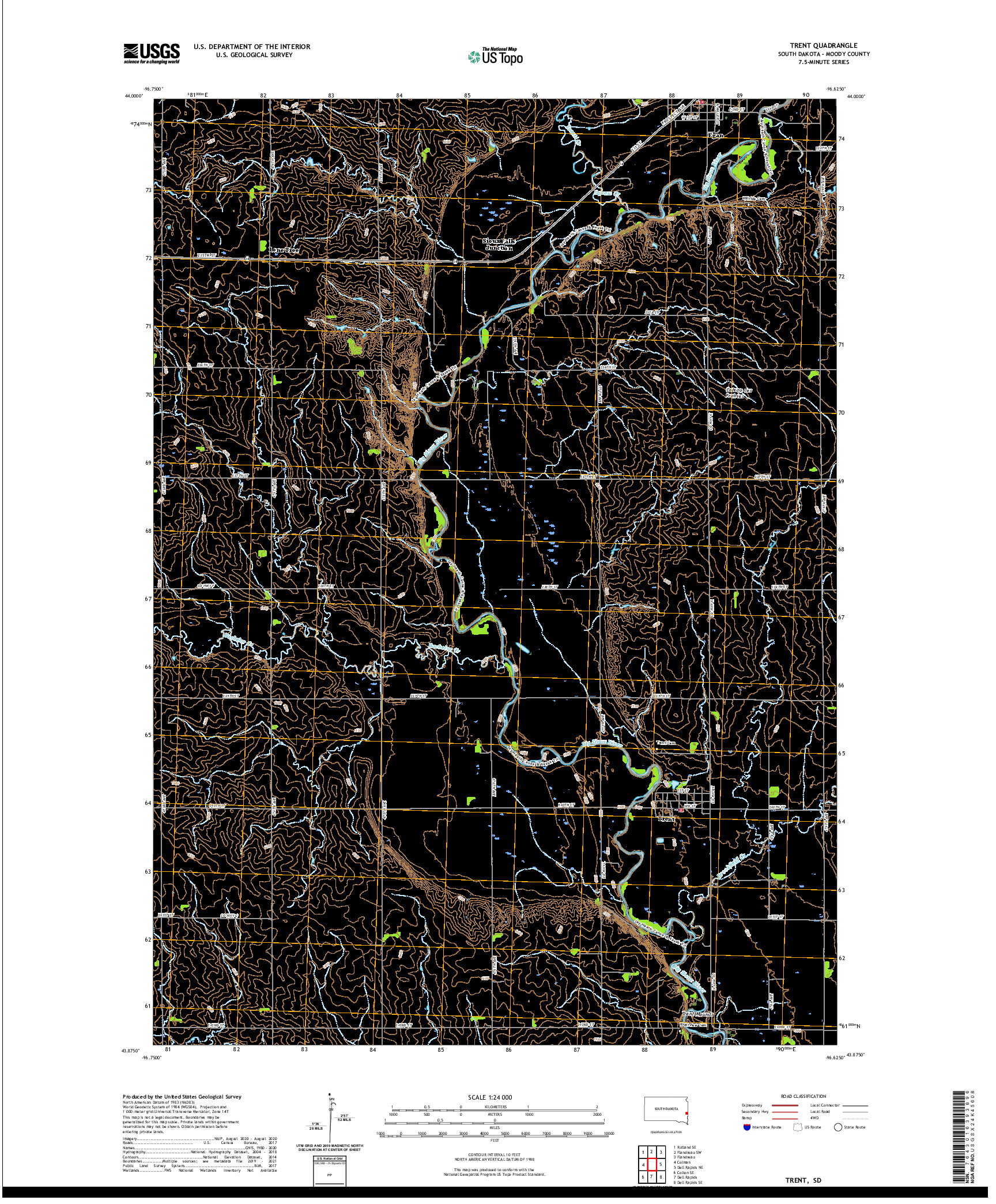 USGS US TOPO 7.5-MINUTE MAP FOR TRENT, SD 2021