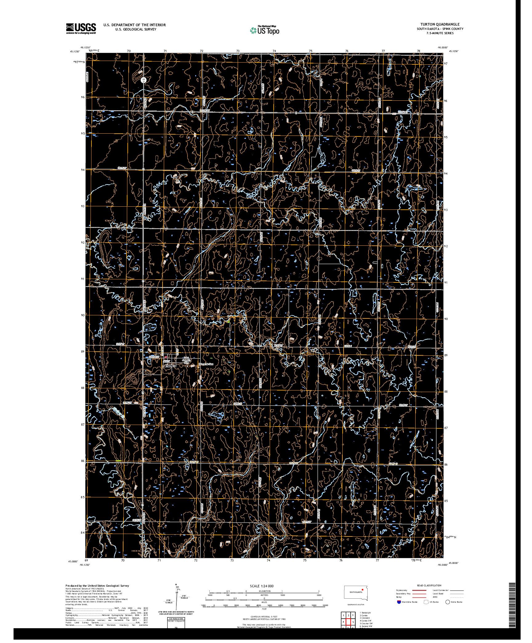 USGS US TOPO 7.5-MINUTE MAP FOR TURTON, SD 2021