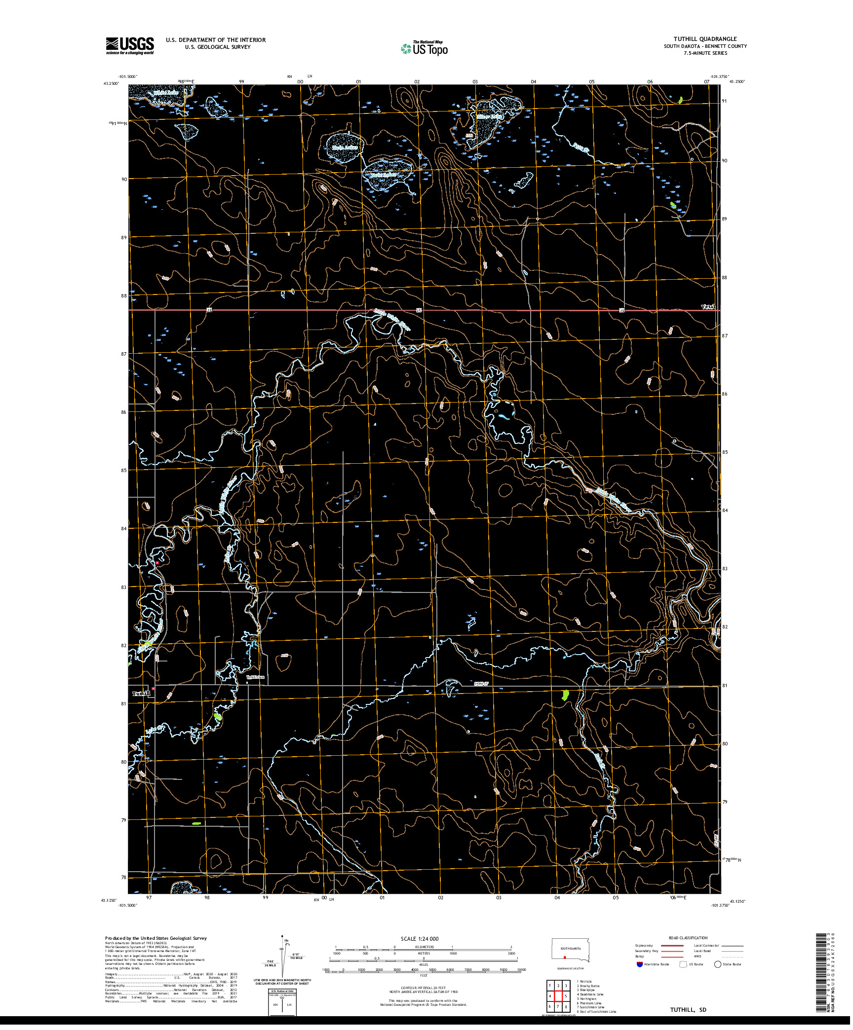 USGS US TOPO 7.5-MINUTE MAP FOR TUTHILL, SD 2021