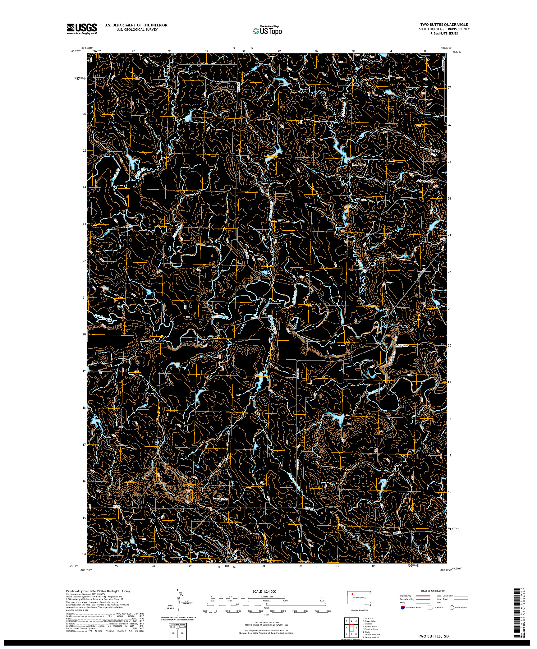 USGS US TOPO 7.5-MINUTE MAP FOR TWO BUTTES, SD 2021