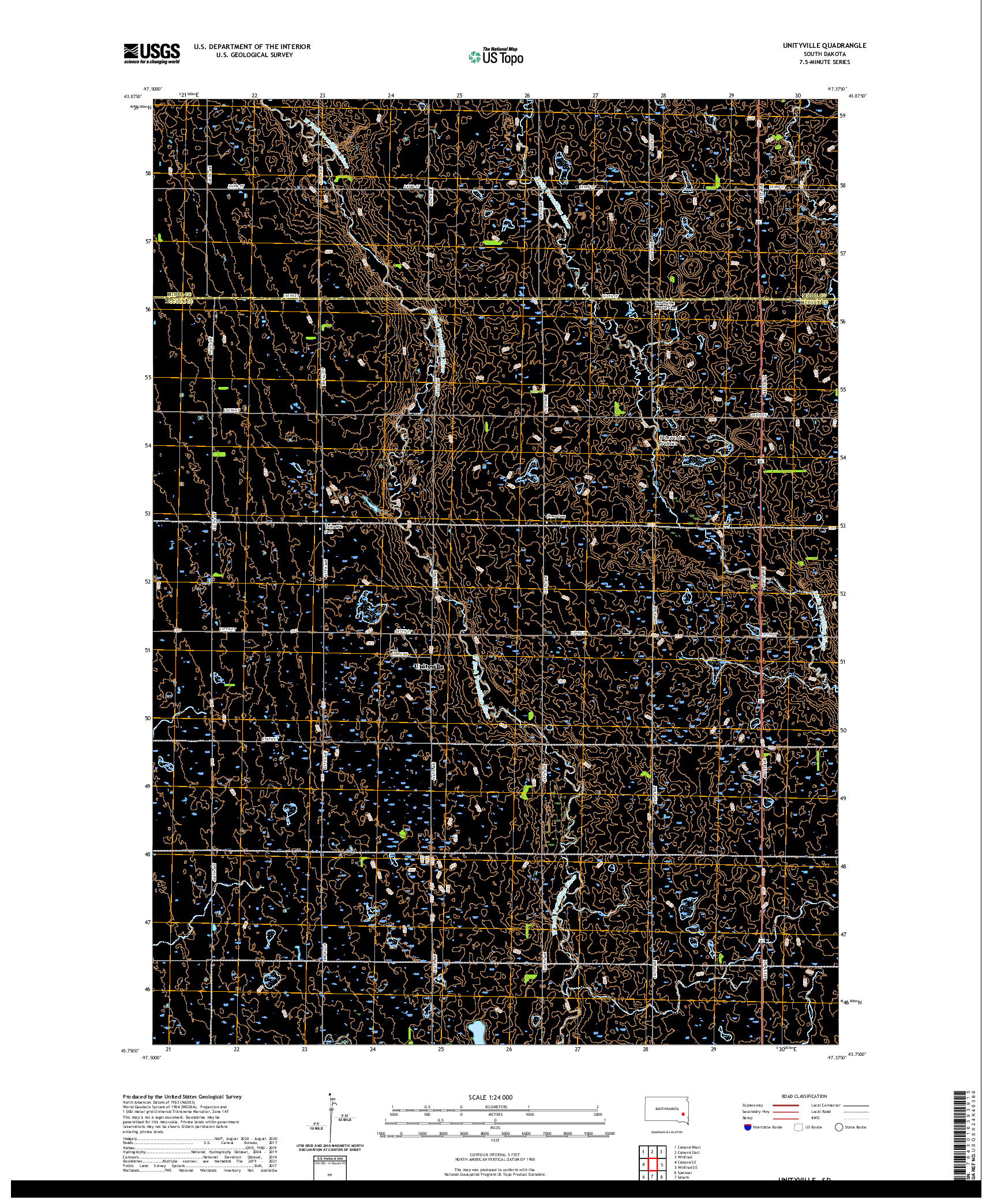 USGS US TOPO 7.5-MINUTE MAP FOR UNITYVILLE, SD 2021