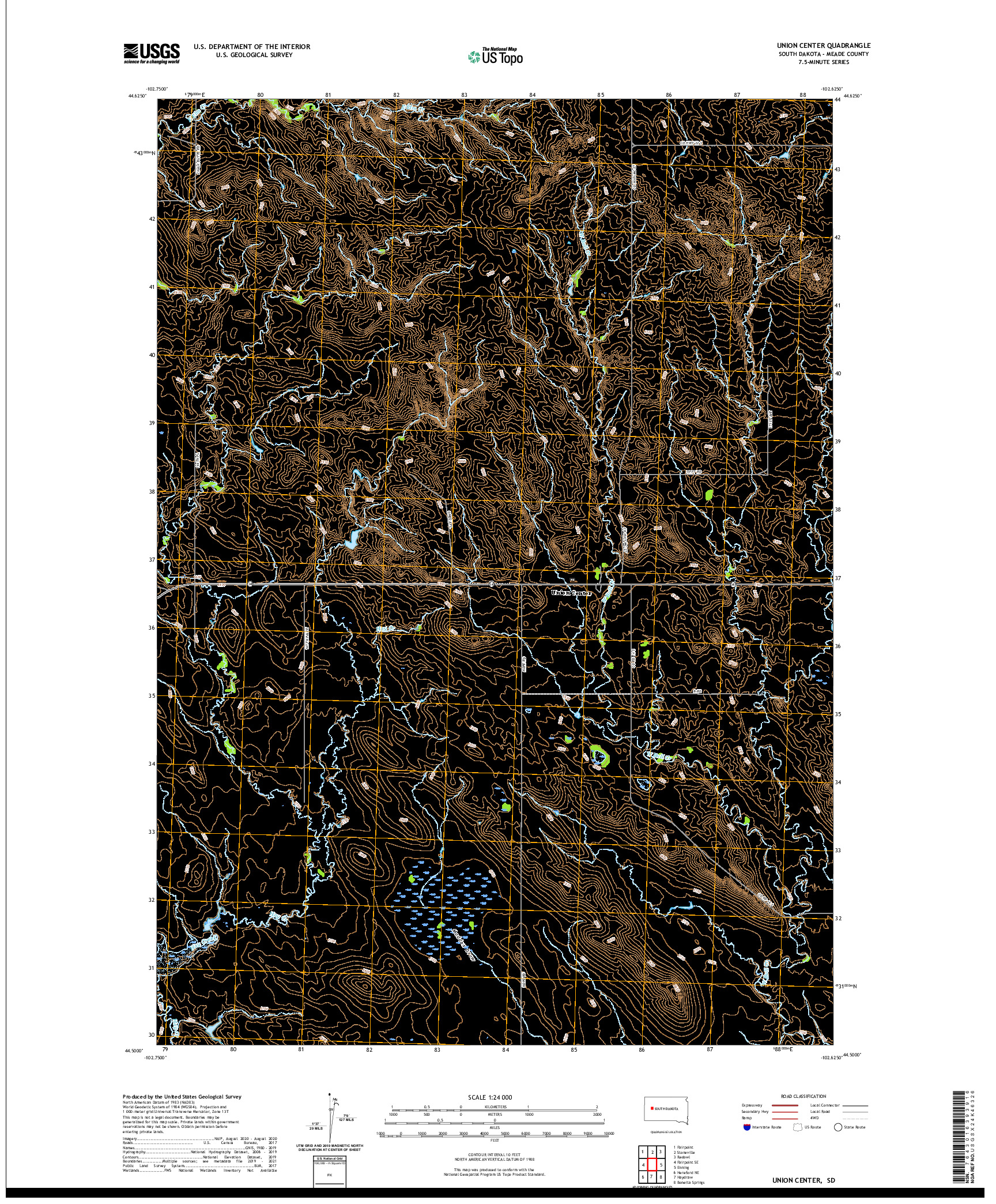 USGS US TOPO 7.5-MINUTE MAP FOR UNION CENTER, SD 2021