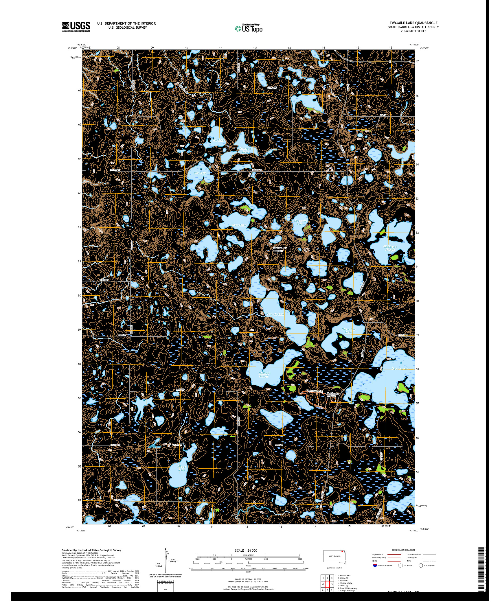 USGS US TOPO 7.5-MINUTE MAP FOR TWOMILE LAKE, SD 2021