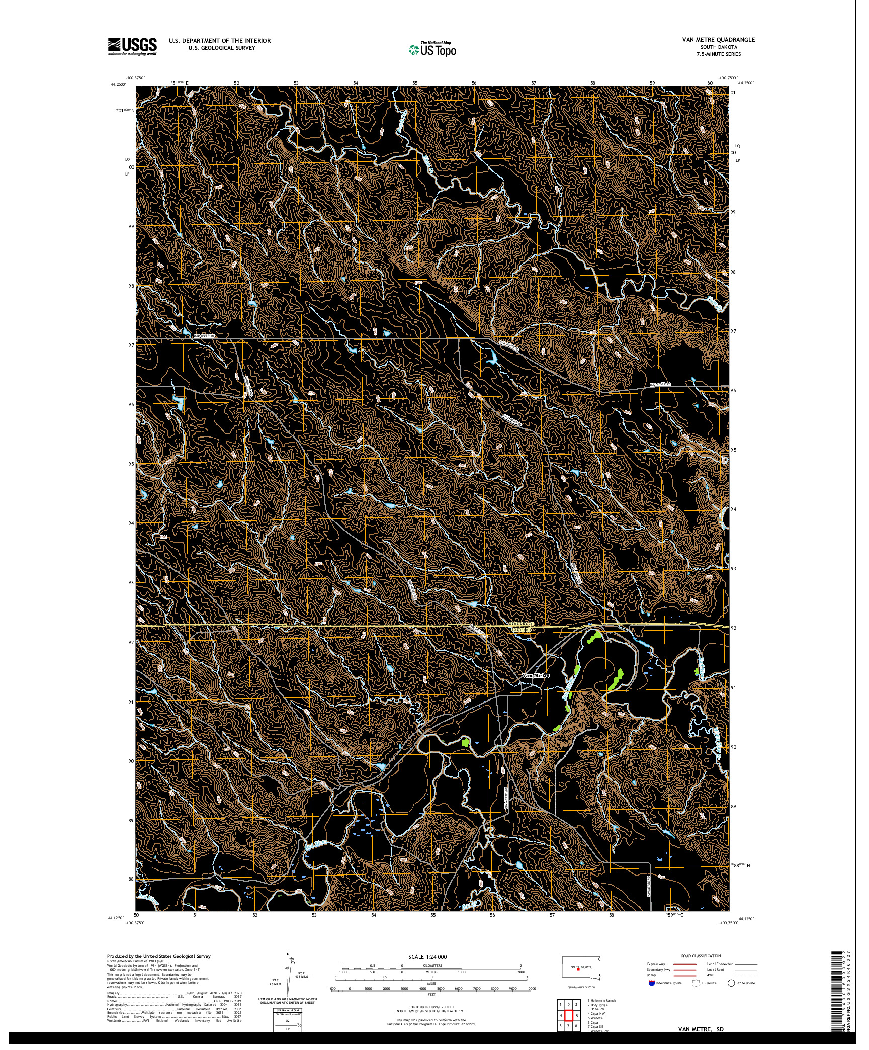 USGS US TOPO 7.5-MINUTE MAP FOR VAN METRE, SD 2021