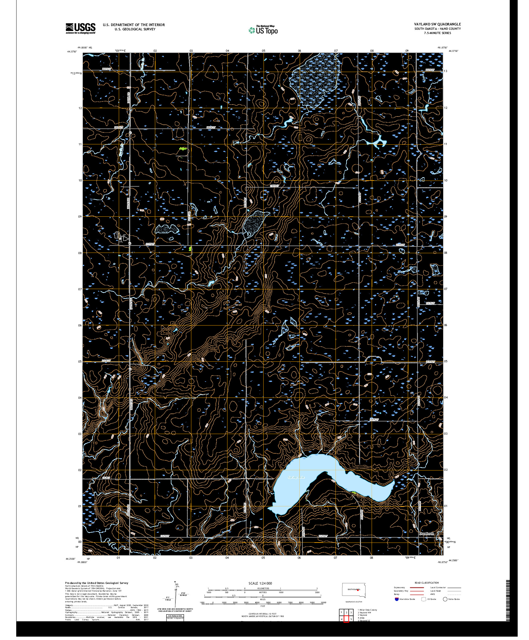 USGS US TOPO 7.5-MINUTE MAP FOR VAYLAND SW, SD 2021