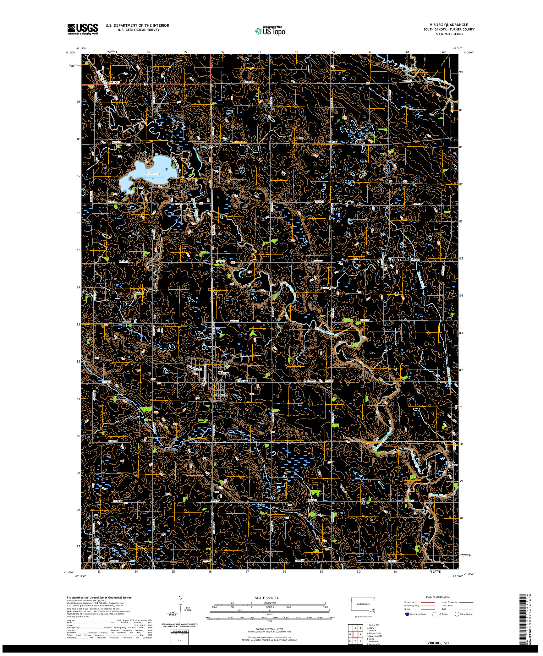 USGS US TOPO 7.5-MINUTE MAP FOR VIBORG, SD 2021