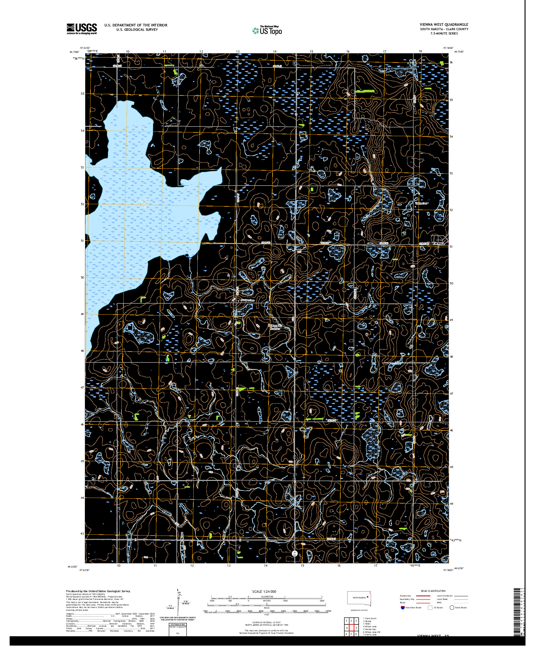 USGS US TOPO 7.5-MINUTE MAP FOR VIENNA WEST, SD 2021