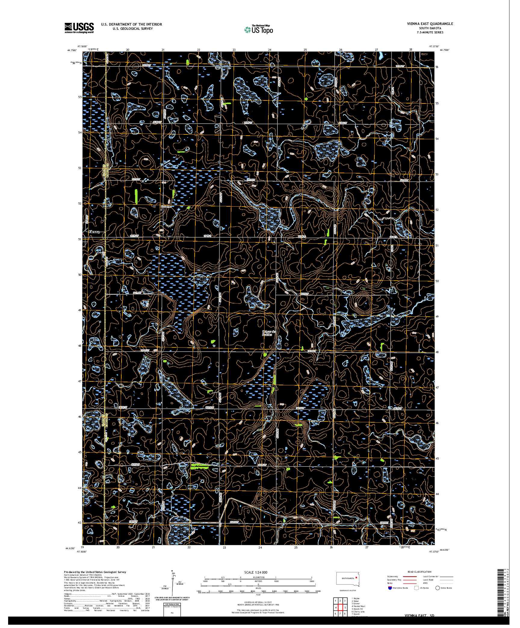 USGS US TOPO 7.5-MINUTE MAP FOR VIENNA EAST, SD 2021