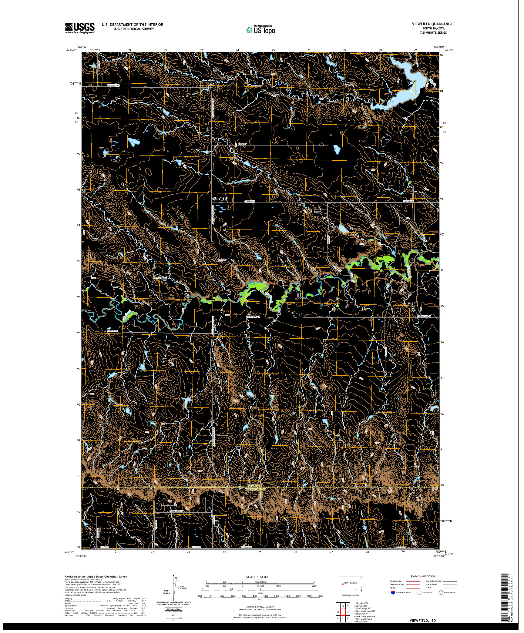 USGS US TOPO 7.5-MINUTE MAP FOR VIEWFIELD, SD 2021