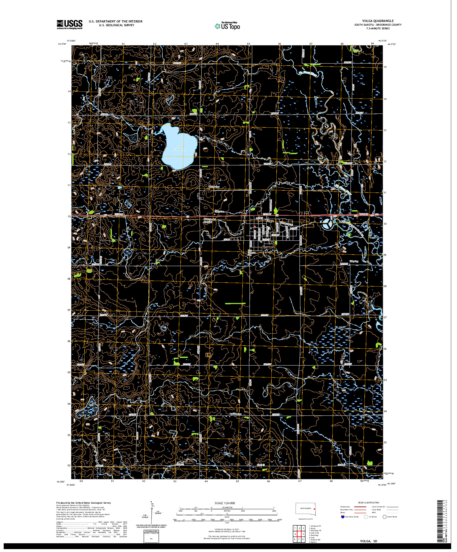 USGS US TOPO 7.5-MINUTE MAP FOR VOLGA, SD 2021