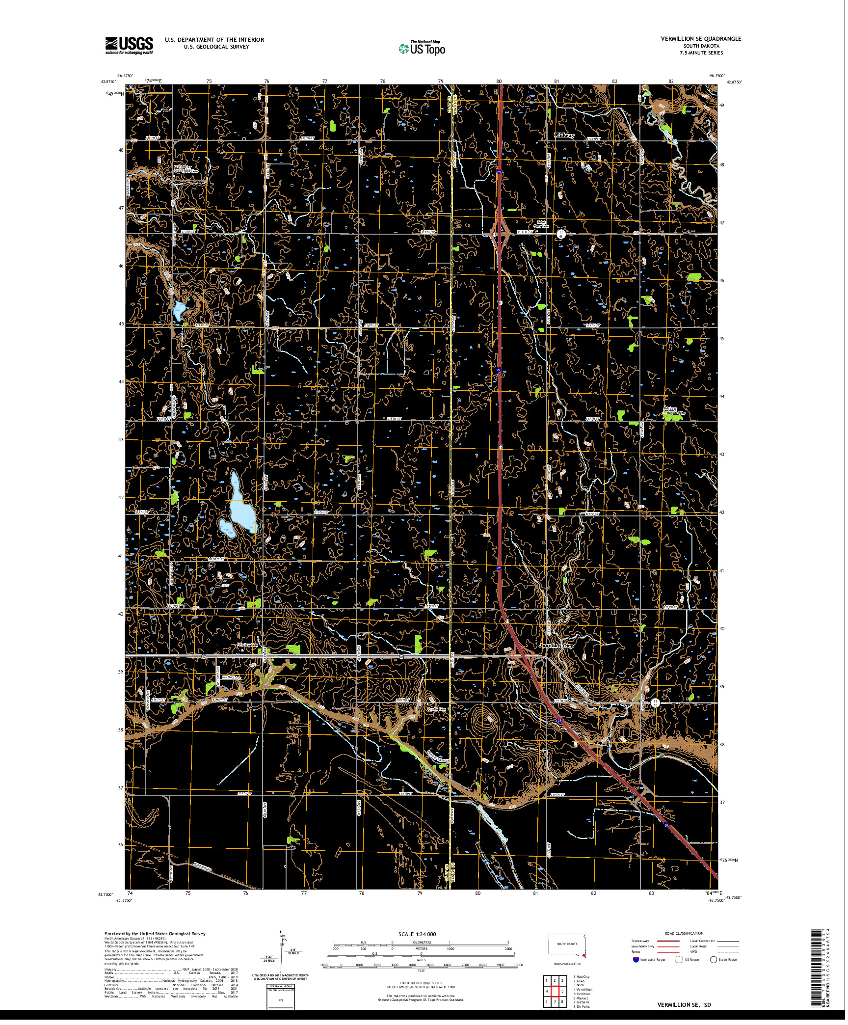 USGS US TOPO 7.5-MINUTE MAP FOR VERMILLION SE, SD 2021