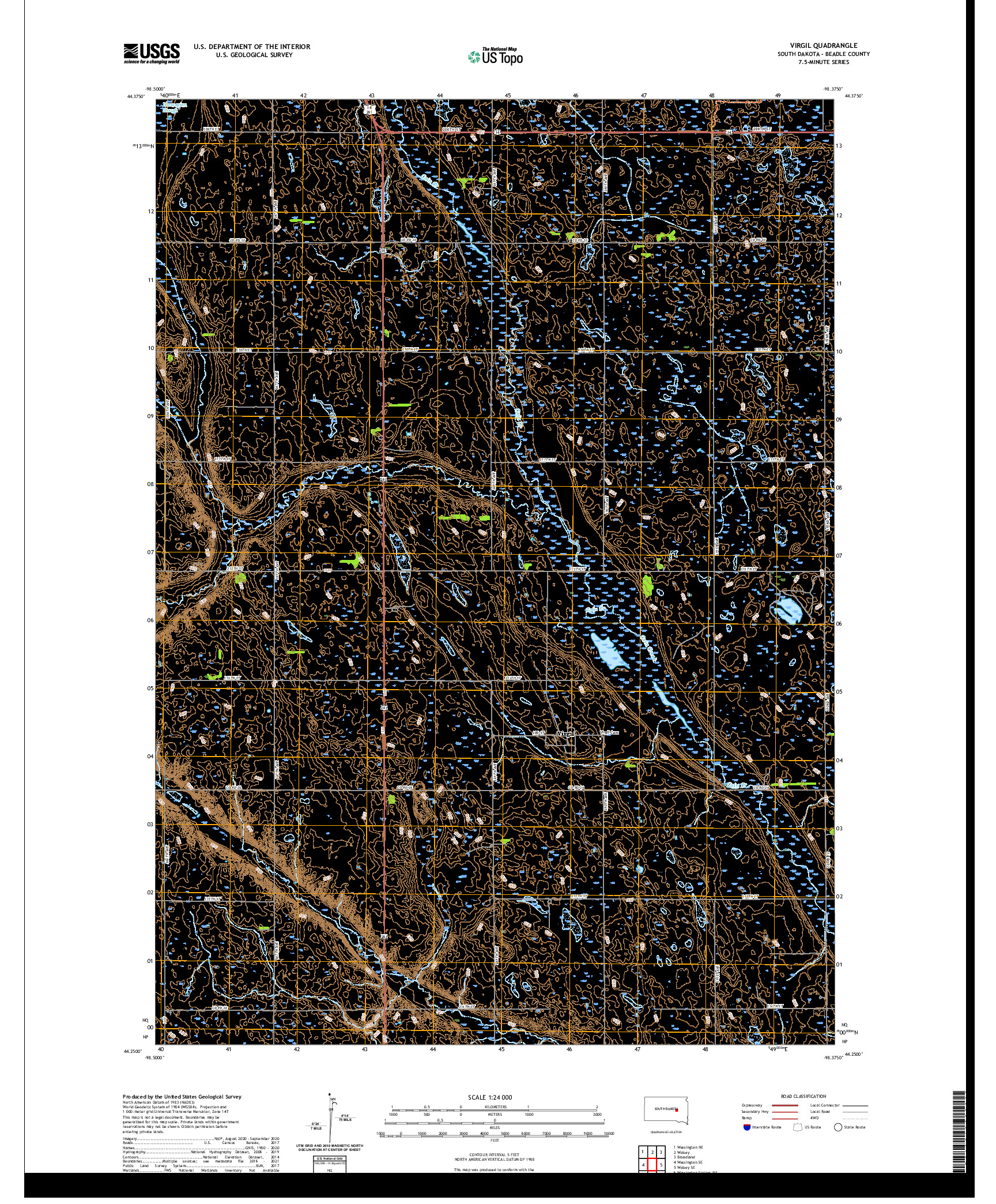 USGS US TOPO 7.5-MINUTE MAP FOR VIRGIL, SD 2021