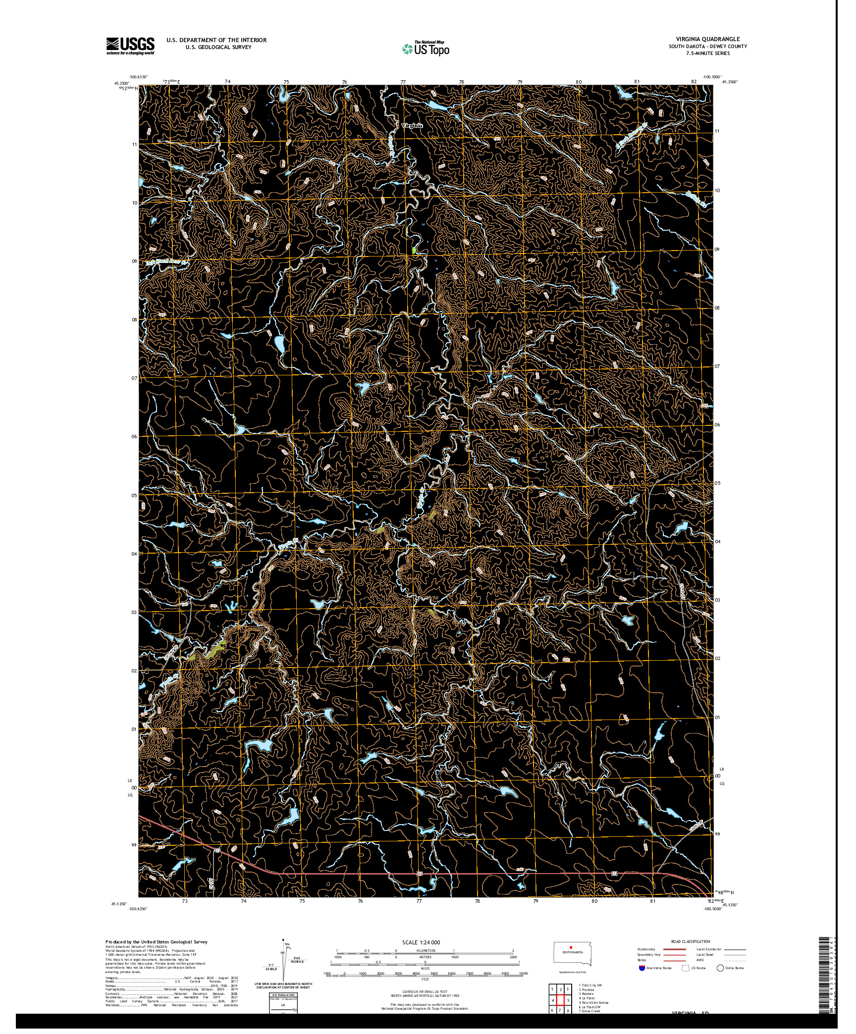 USGS US TOPO 7.5-MINUTE MAP FOR VIRGINIA, SD 2021