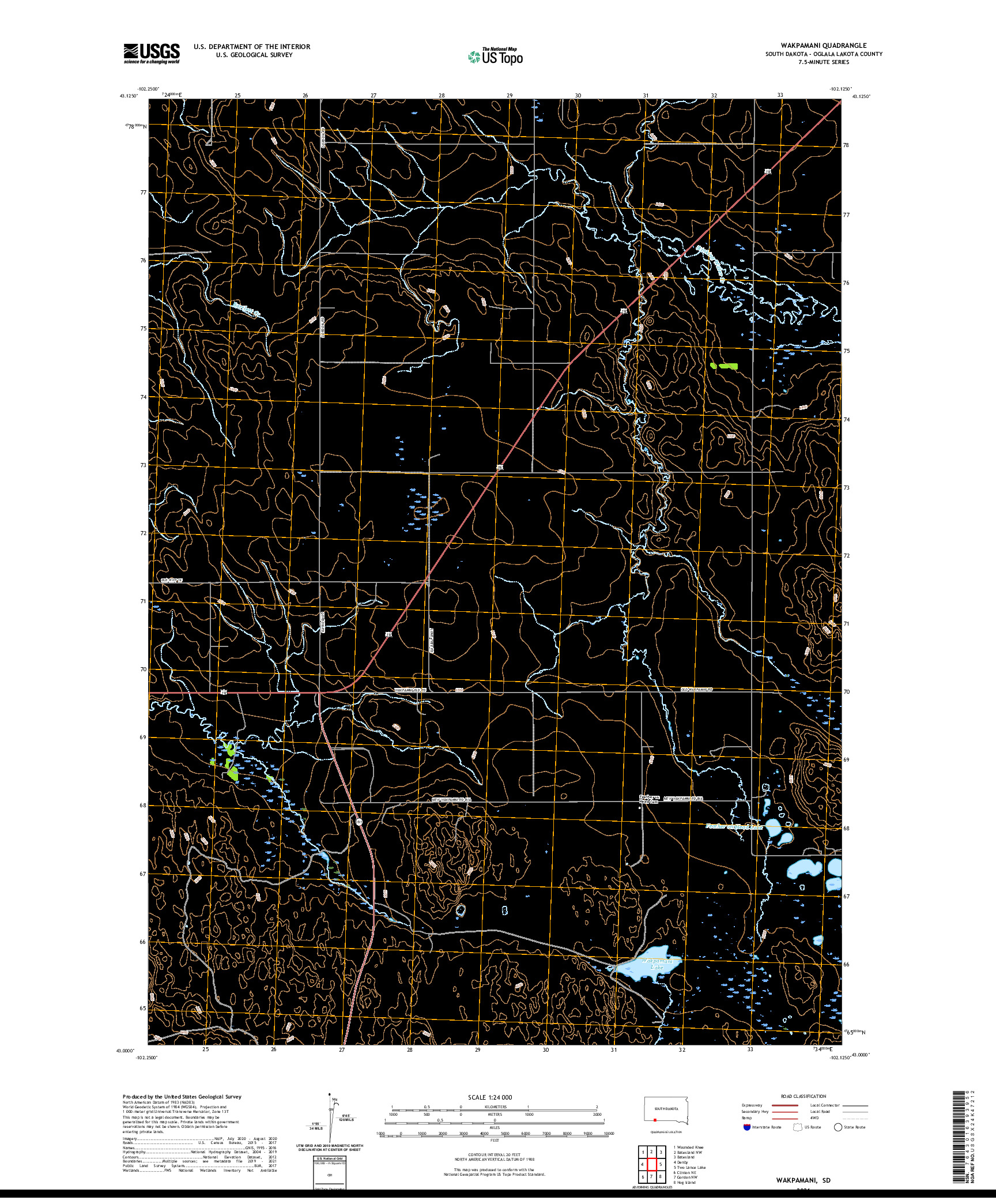 USGS US TOPO 7.5-MINUTE MAP FOR WAKPAMANI, SD 2021
