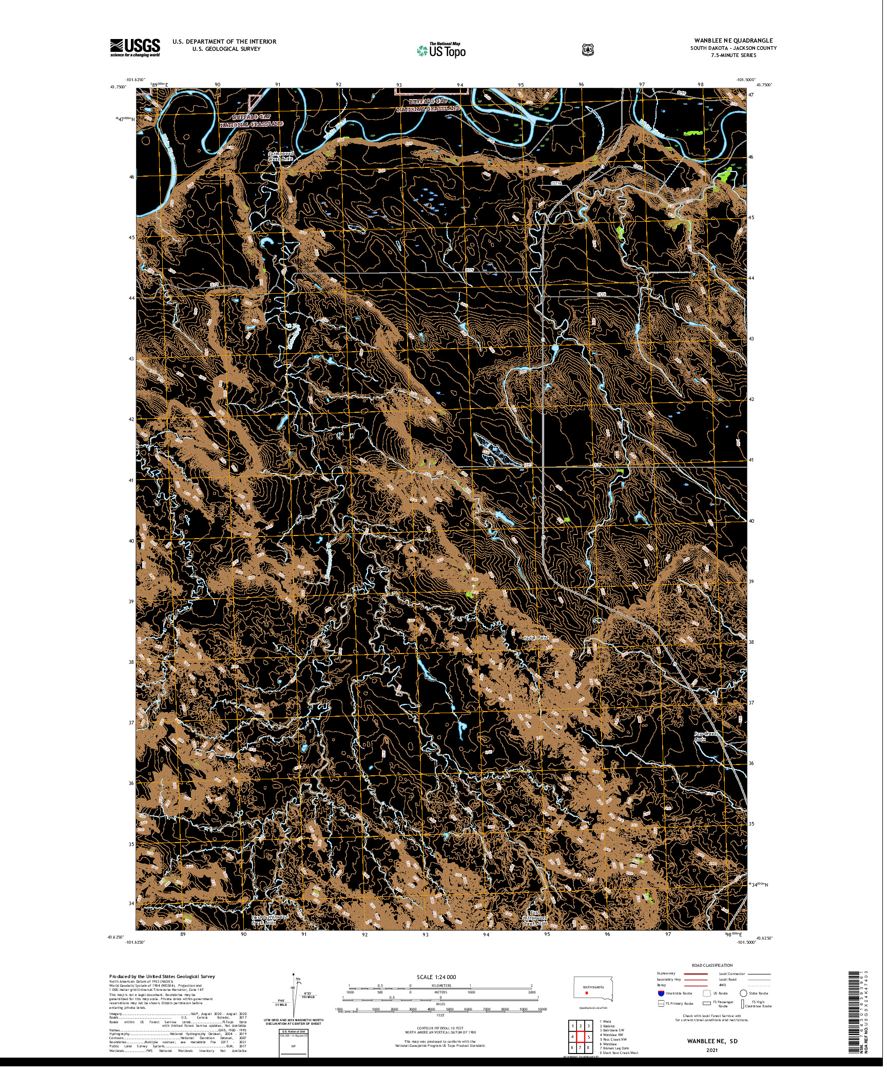 USGS US TOPO 7.5-MINUTE MAP FOR WANBLEE NE, SD 2021