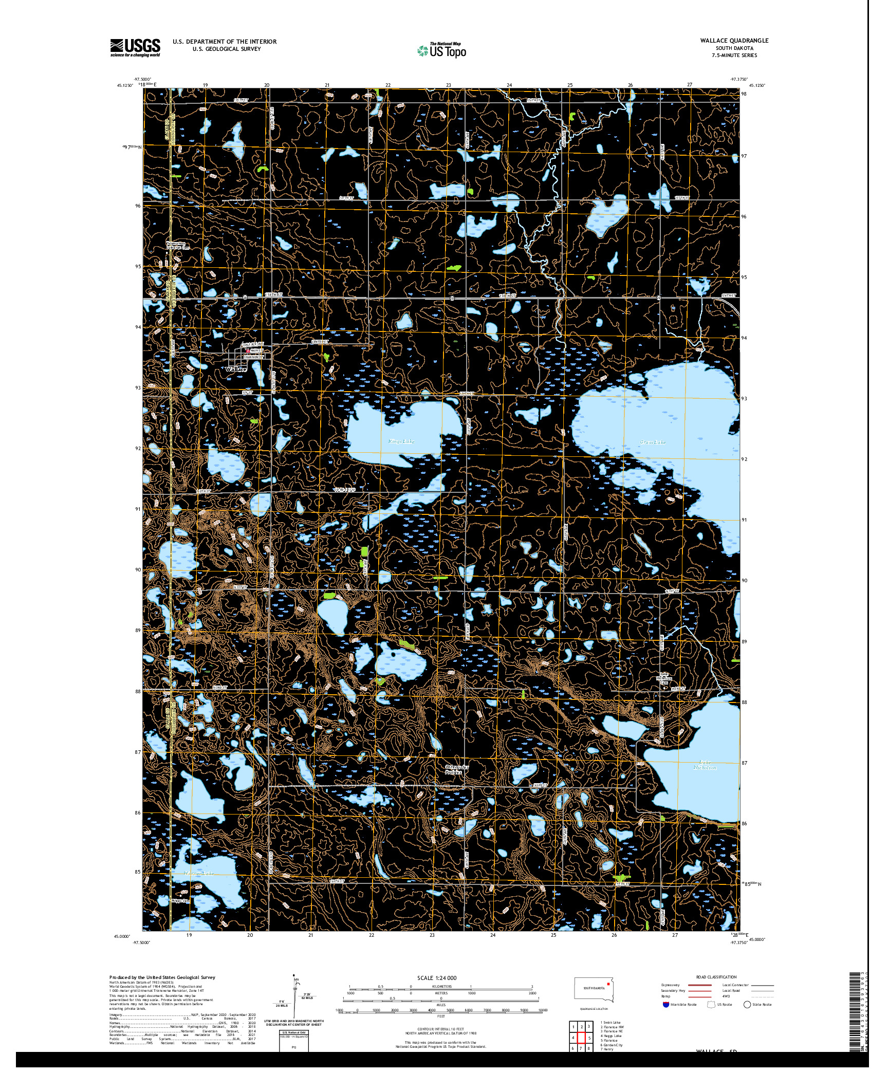 USGS US TOPO 7.5-MINUTE MAP FOR WALLACE, SD 2021