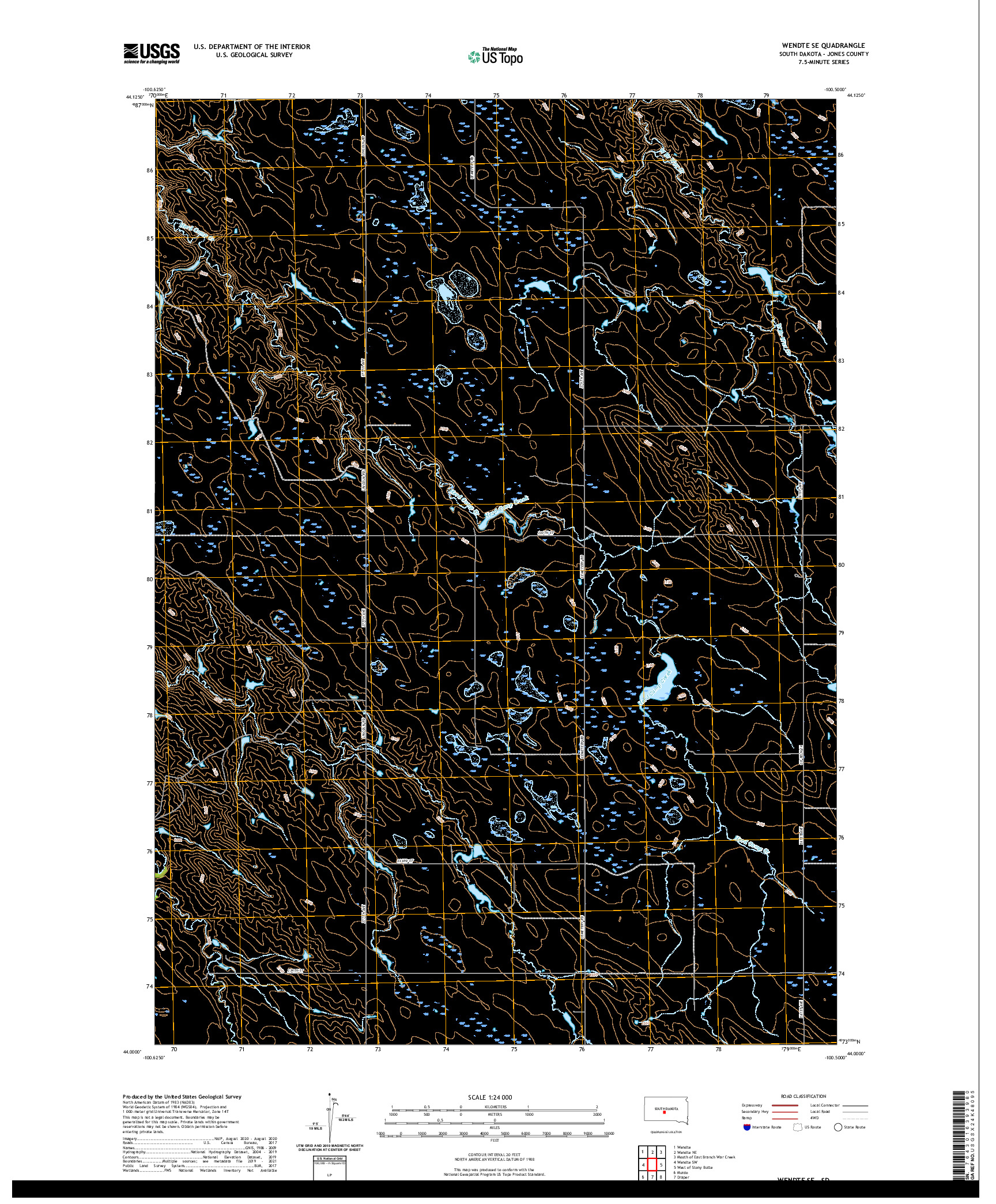 USGS US TOPO 7.5-MINUTE MAP FOR WENDTE SE, SD 2021