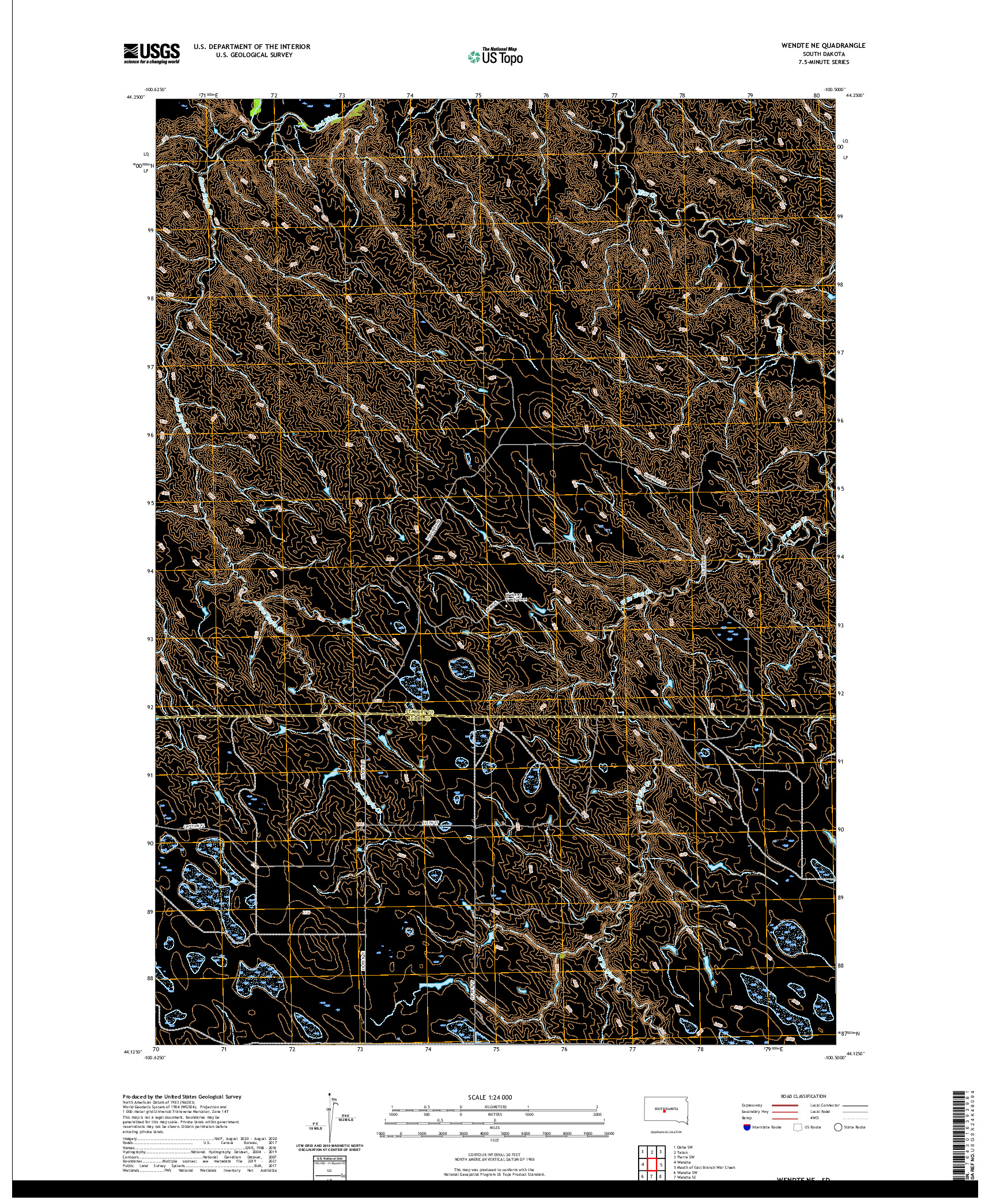 USGS US TOPO 7.5-MINUTE MAP FOR WENDTE NE, SD 2021
