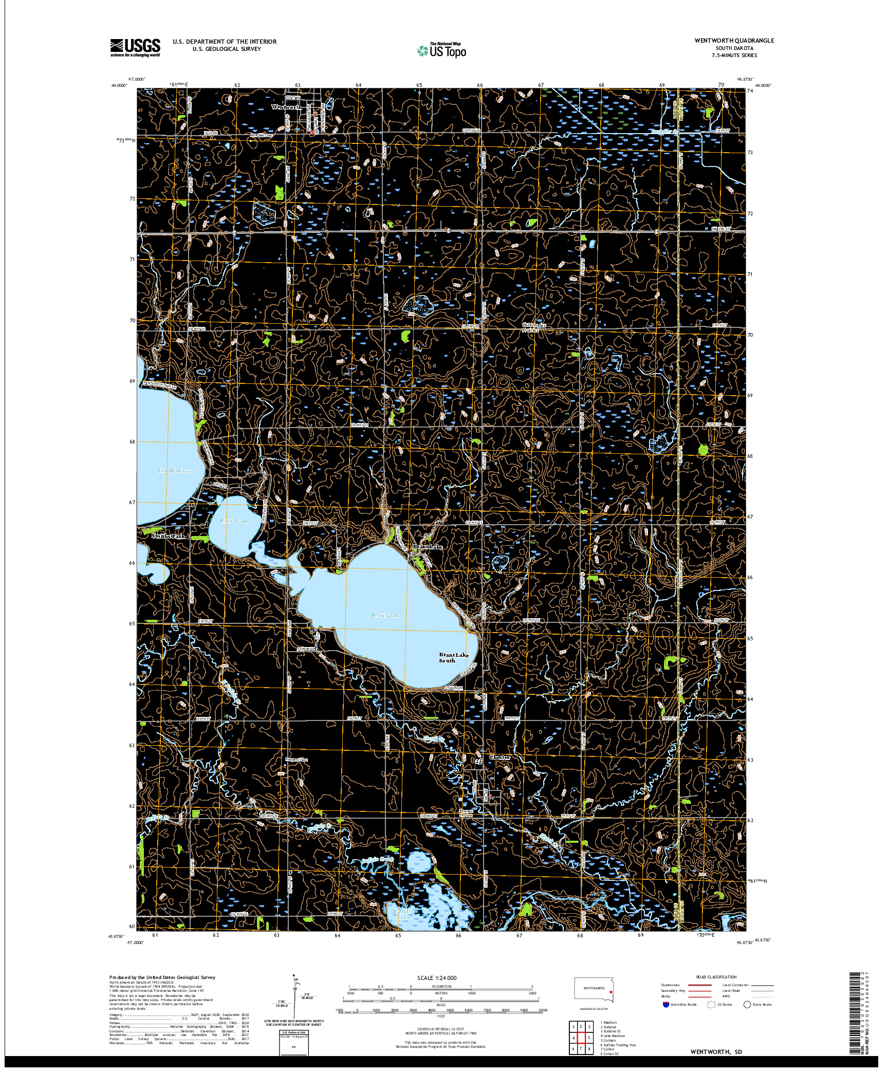 USGS US TOPO 7.5-MINUTE MAP FOR WENTWORTH, SD 2021