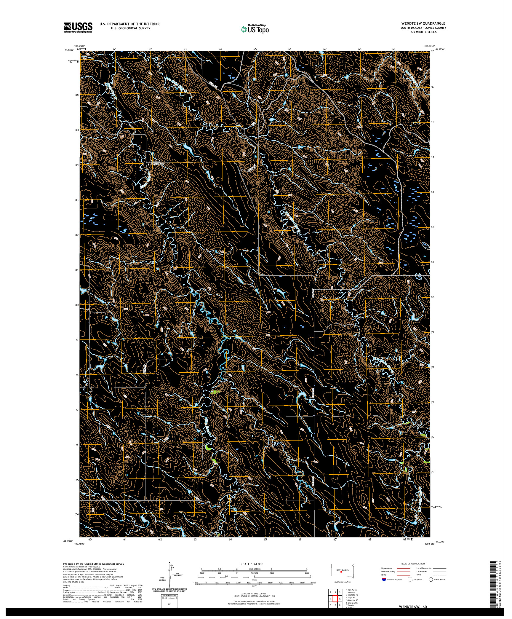 USGS US TOPO 7.5-MINUTE MAP FOR WENDTE SW, SD 2021