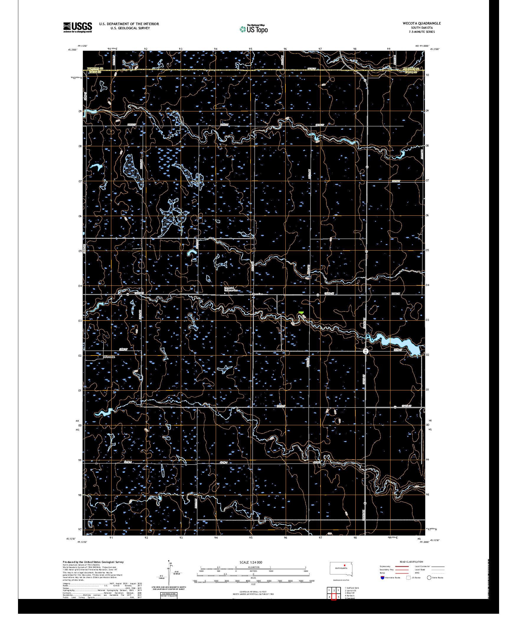 USGS US TOPO 7.5-MINUTE MAP FOR WECOTA, SD 2021