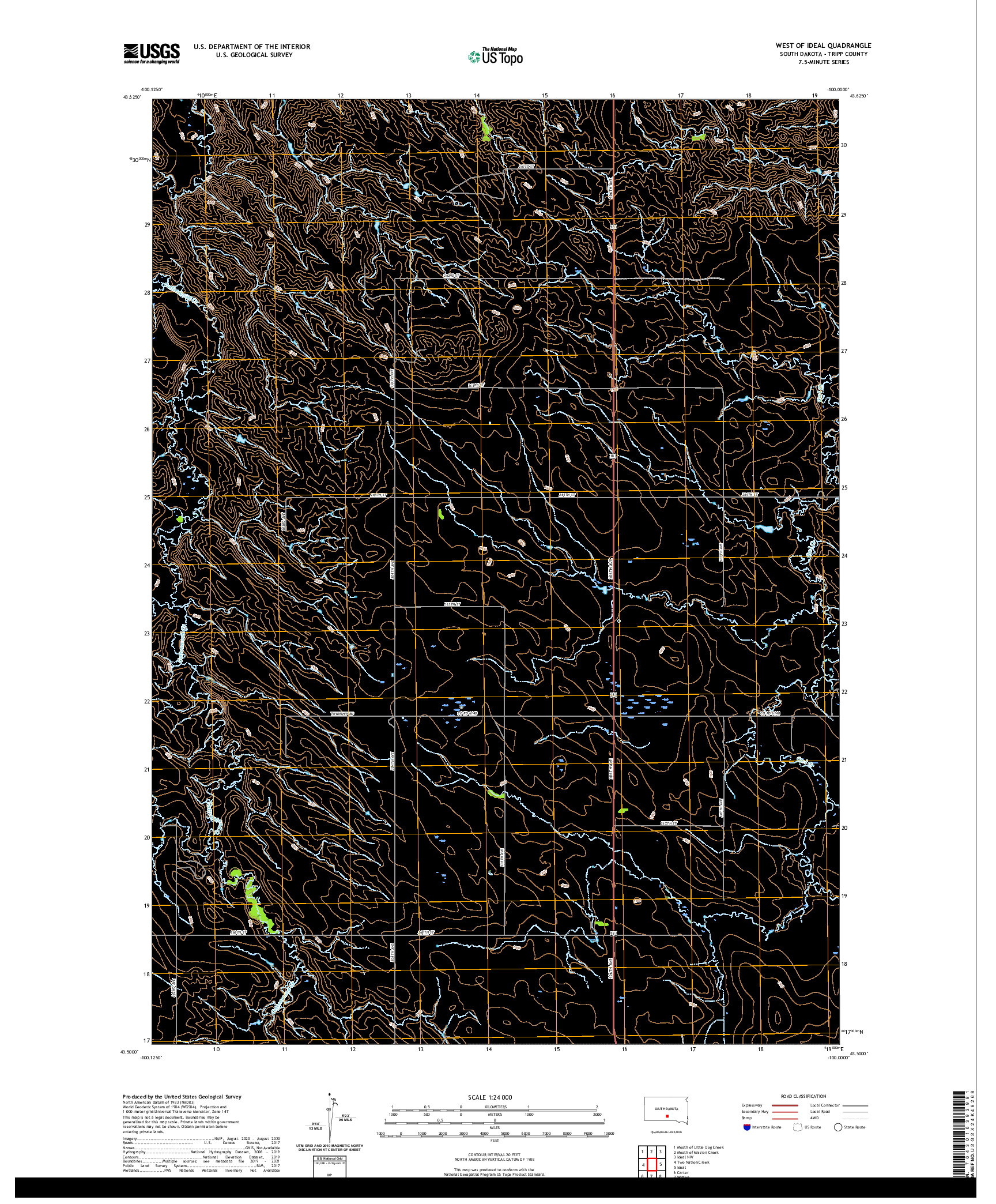 USGS US TOPO 7.5-MINUTE MAP FOR WEST OF IDEAL, SD 2021