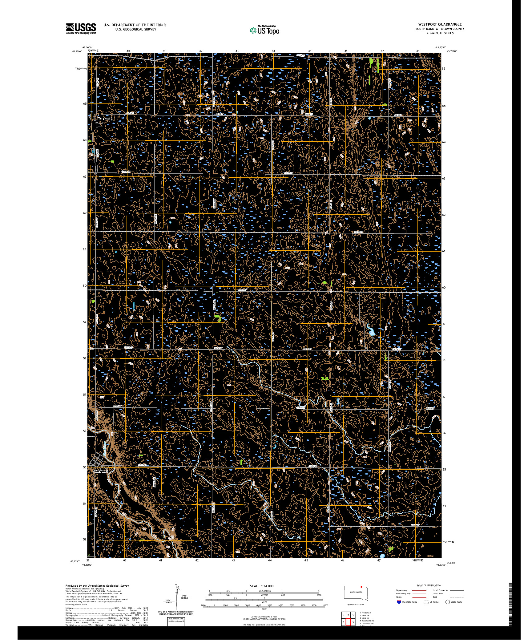 USGS US TOPO 7.5-MINUTE MAP FOR WESTPORT, SD 2021