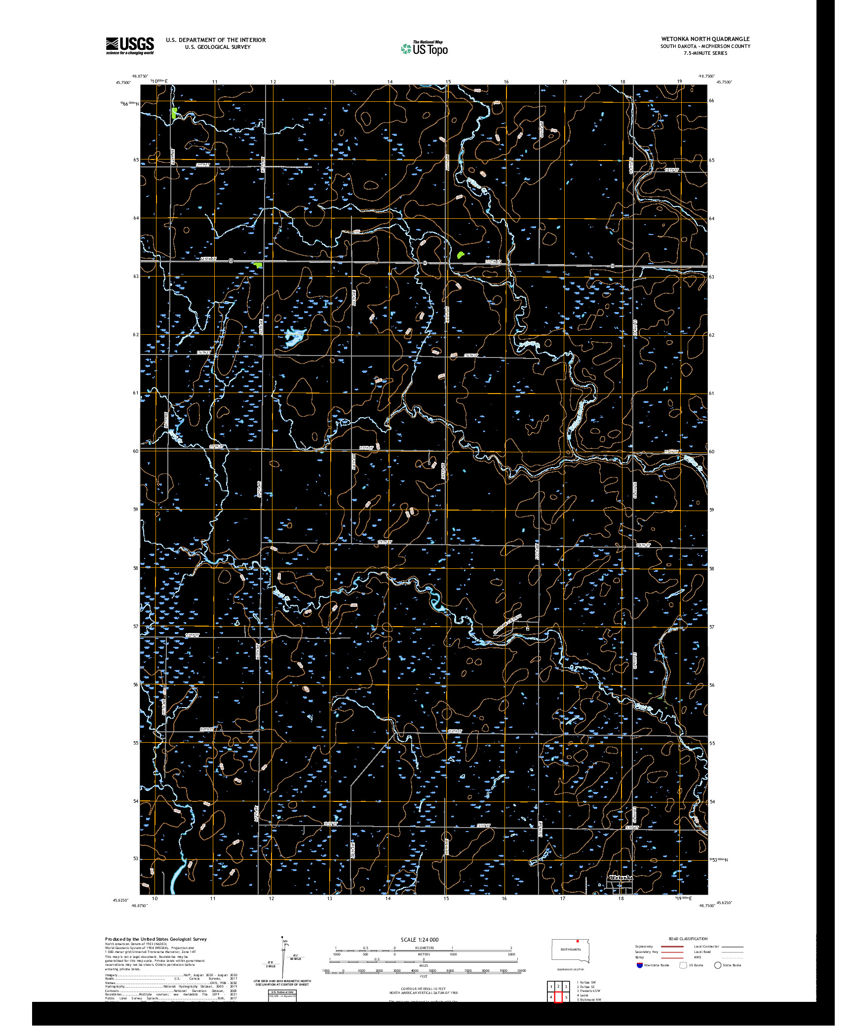 USGS US TOPO 7.5-MINUTE MAP FOR WETONKA NORTH, SD 2021