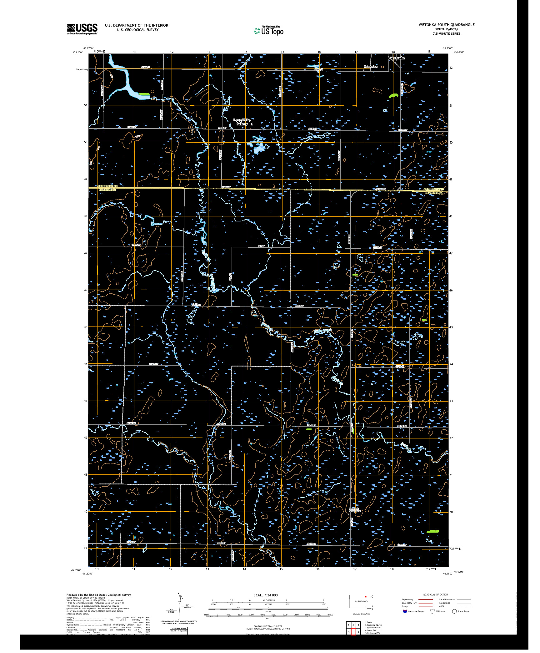 USGS US TOPO 7.5-MINUTE MAP FOR WETONKA SOUTH, SD 2021