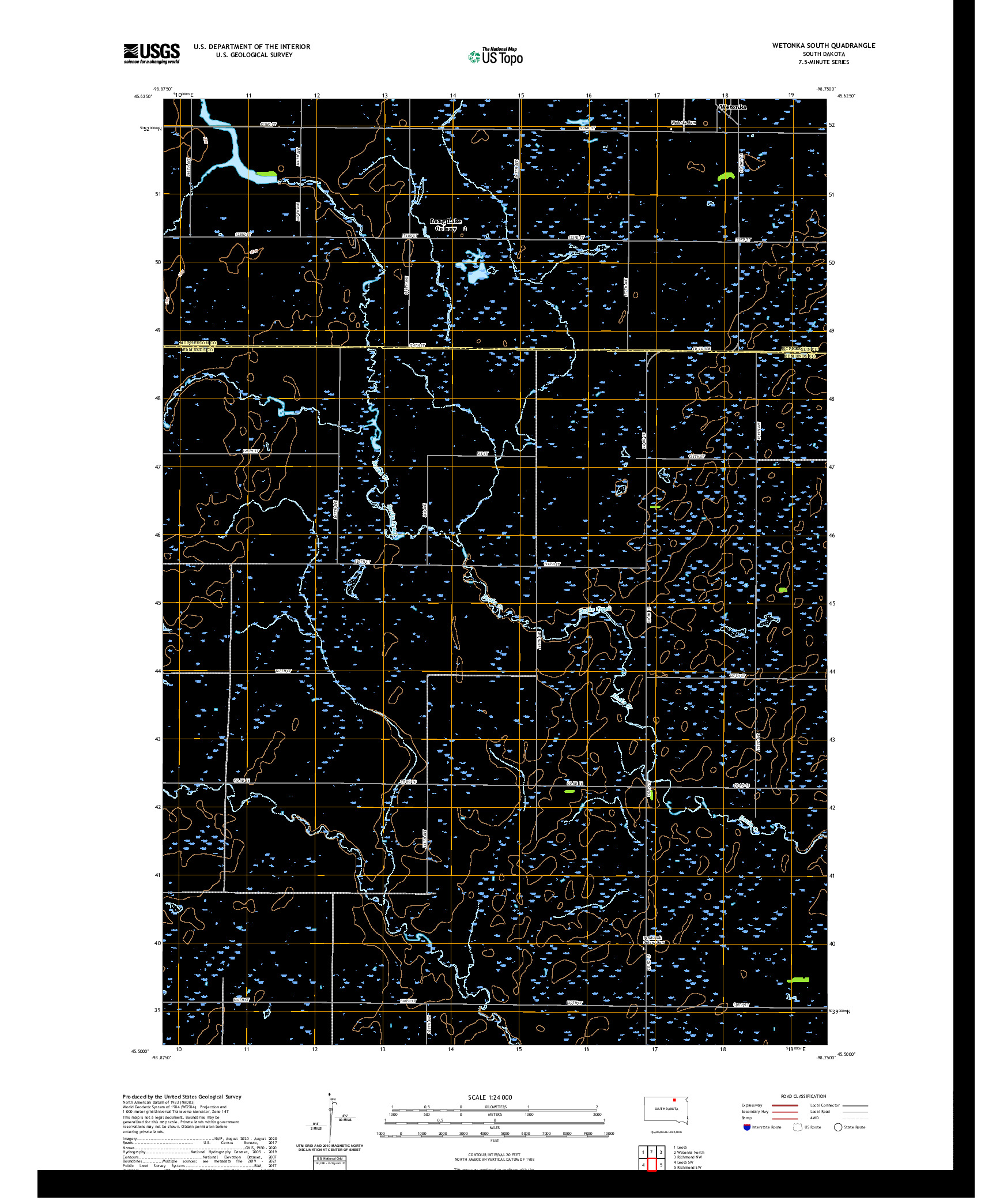USGS US TOPO 7.5-MINUTE MAP FOR WETONKA SOUTH, SD 2021