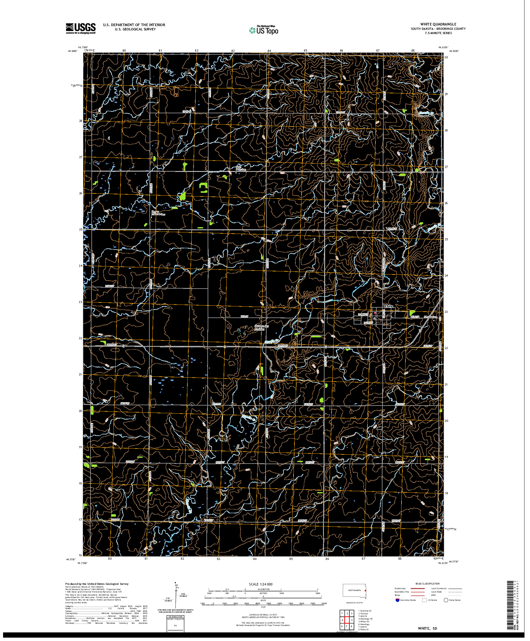 USGS US TOPO 7.5-MINUTE MAP FOR WHITE, SD 2021