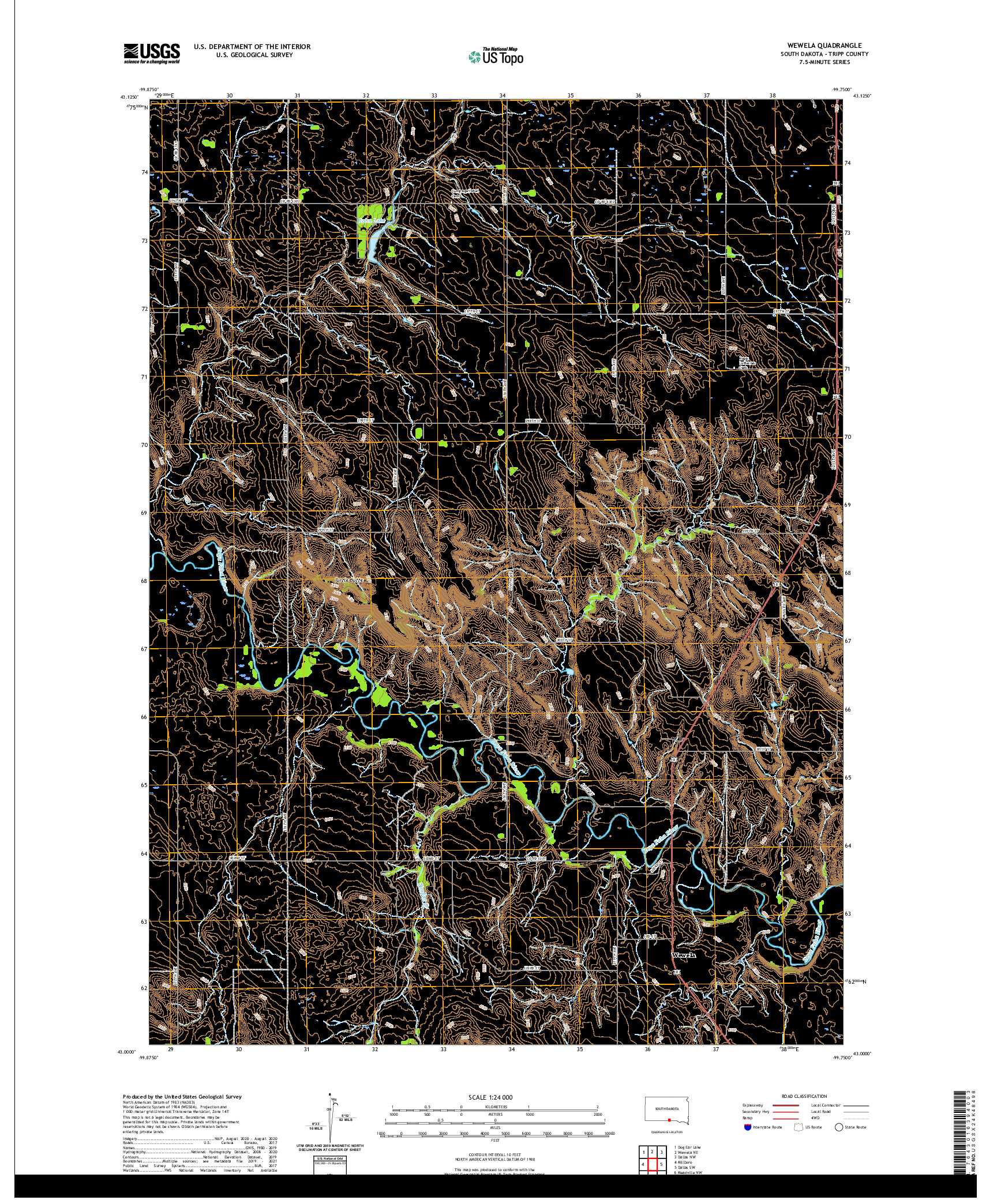 USGS US TOPO 7.5-MINUTE MAP FOR WEWELA, SD 2021