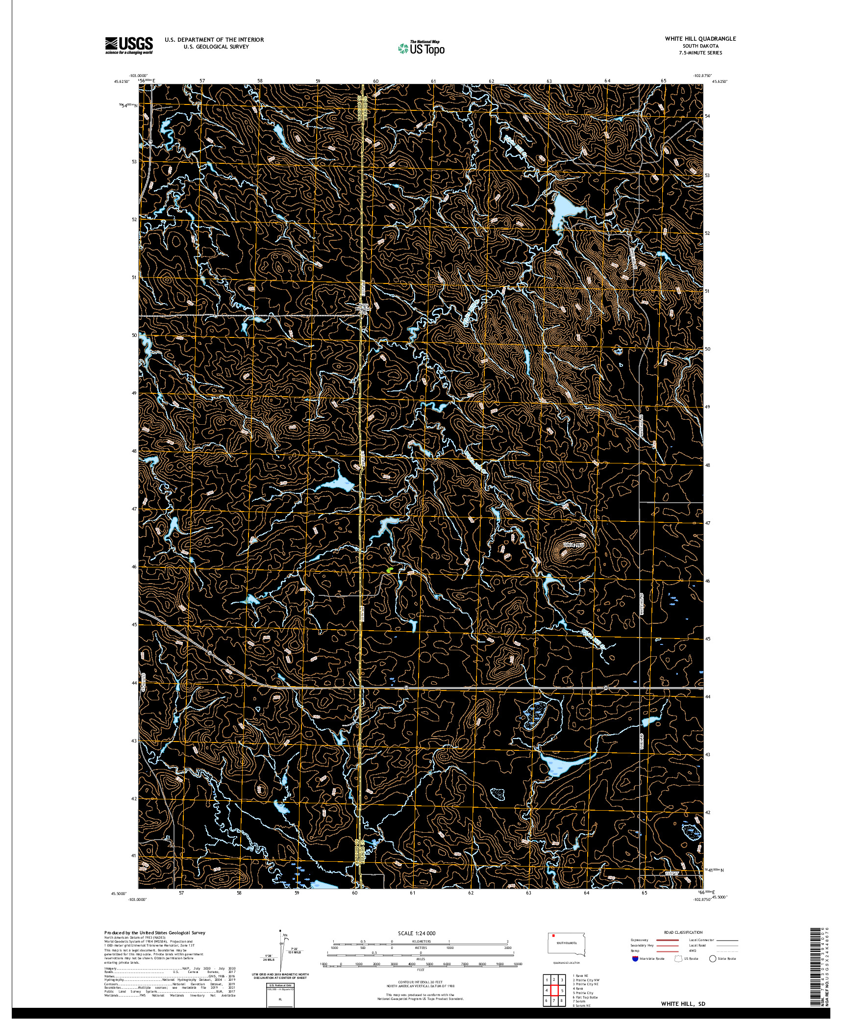 USGS US TOPO 7.5-MINUTE MAP FOR WHITE HILL, SD 2021