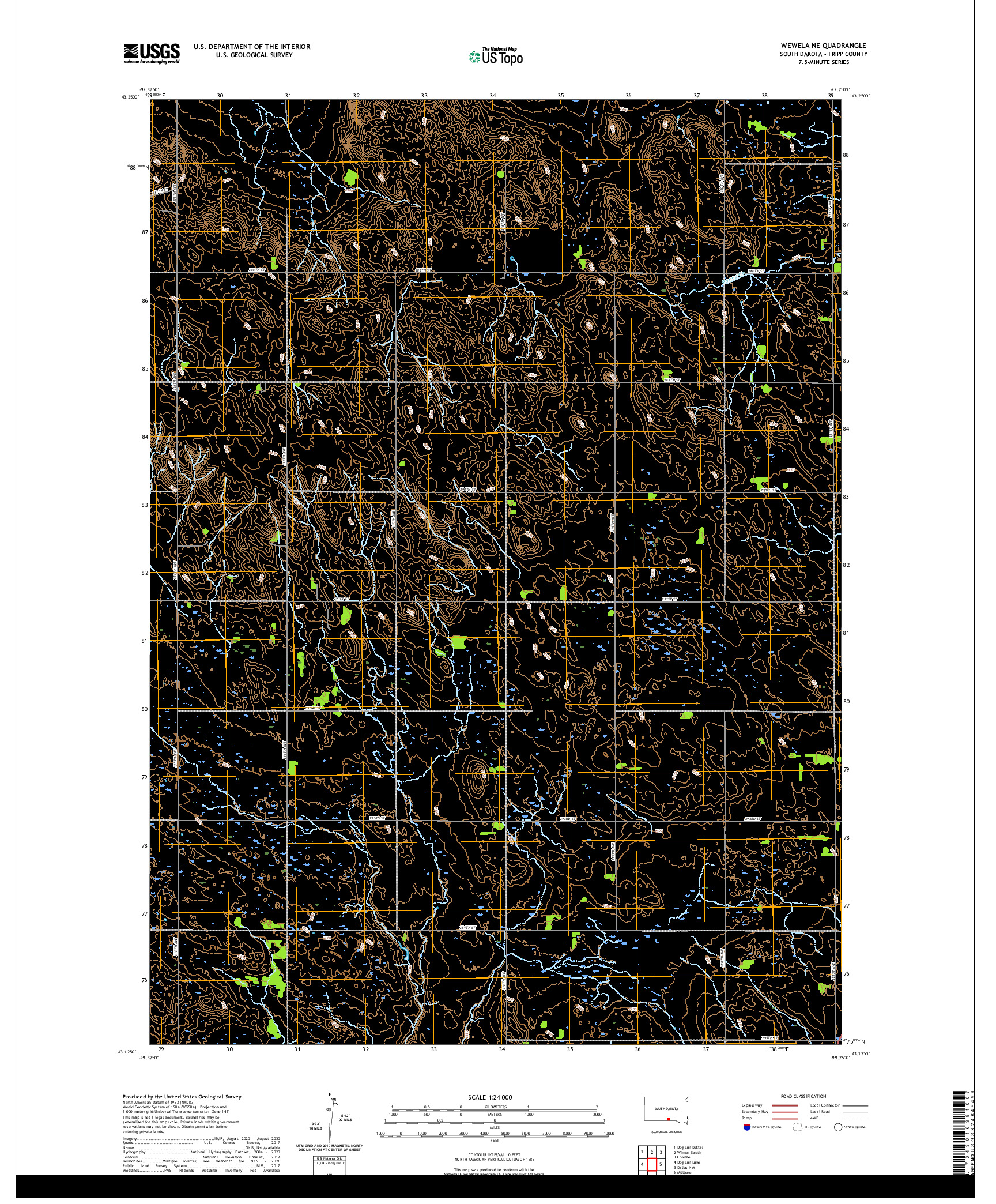 USGS US TOPO 7.5-MINUTE MAP FOR WEWELA NE, SD 2021