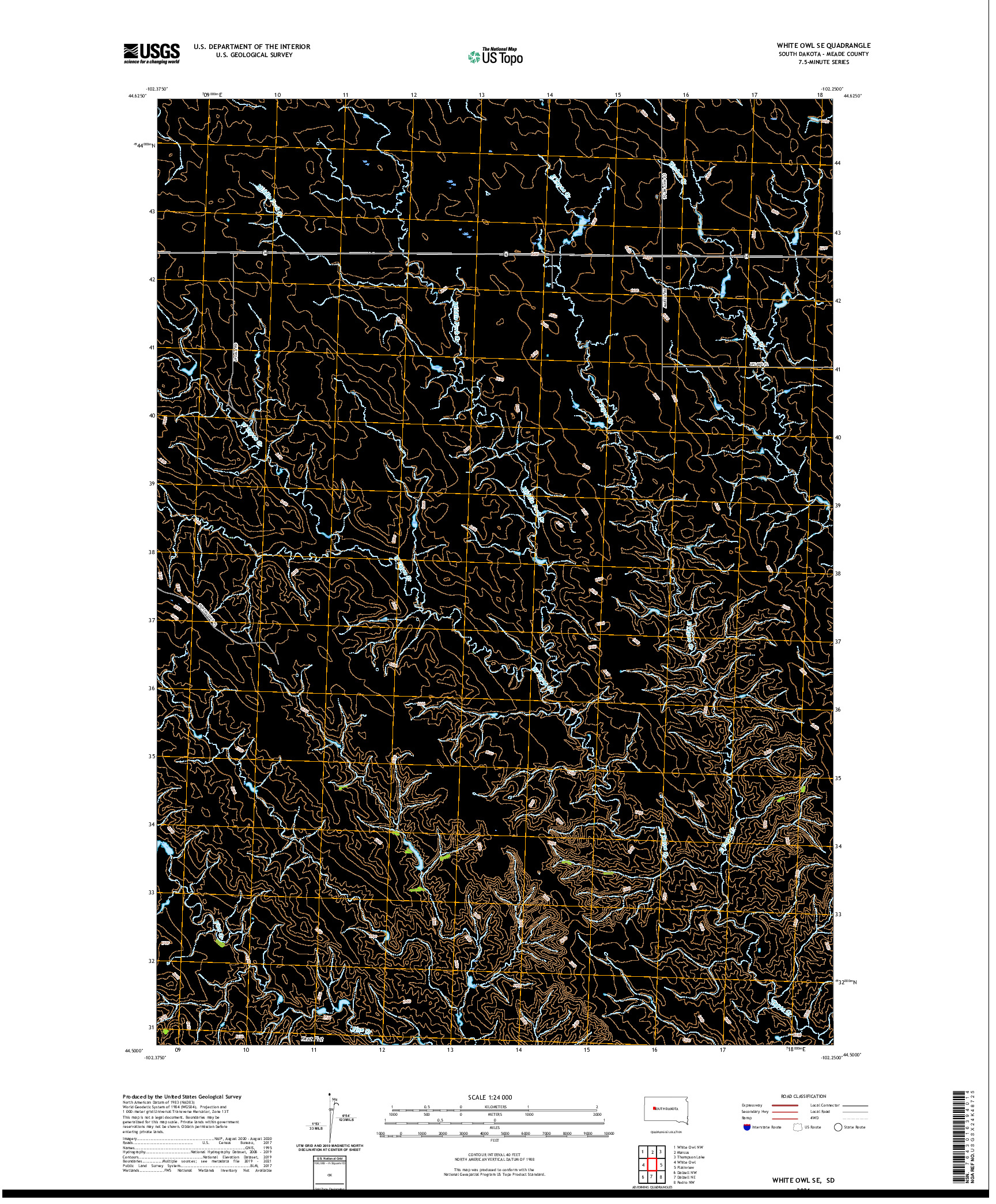 USGS US TOPO 7.5-MINUTE MAP FOR WHITE OWL SE, SD 2021
