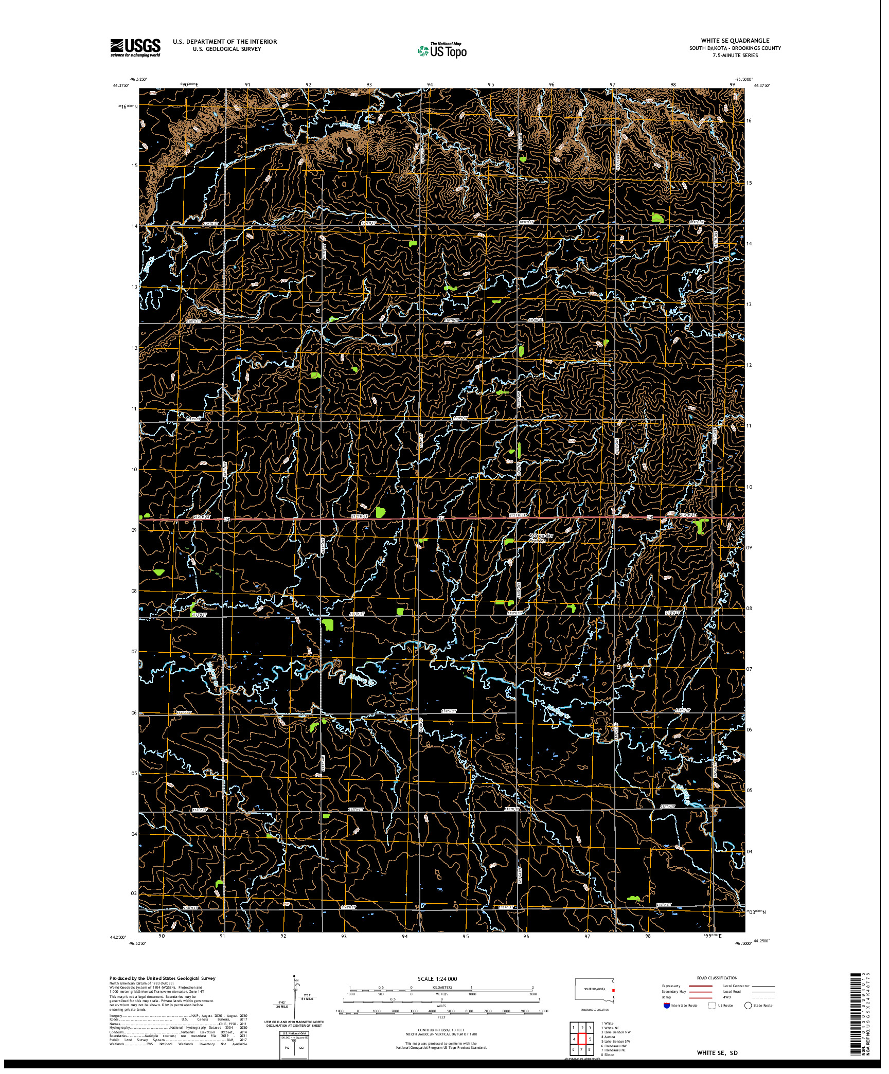 USGS US TOPO 7.5-MINUTE MAP FOR WHITE SE, SD 2021