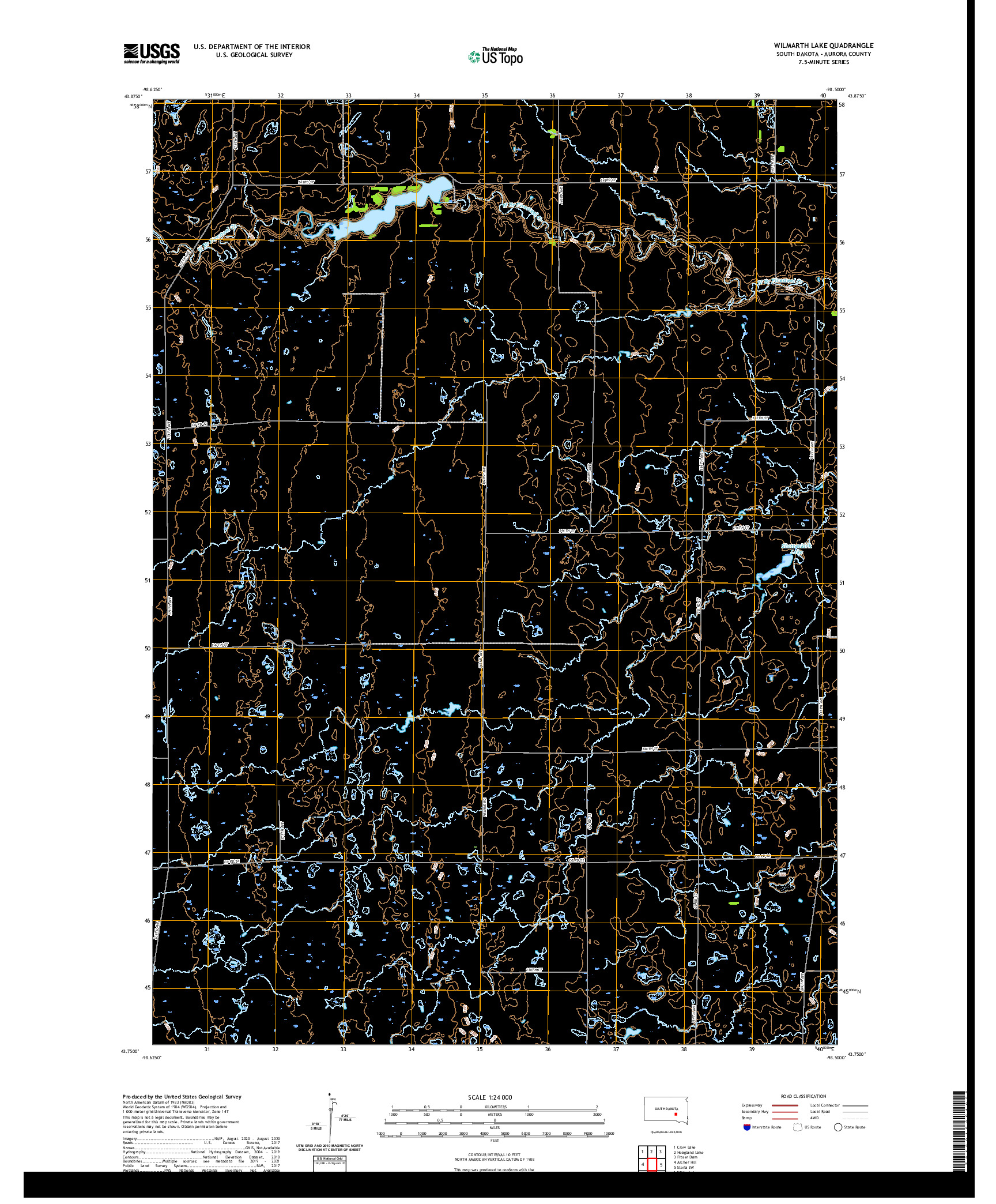 USGS US TOPO 7.5-MINUTE MAP FOR WILMARTH LAKE, SD 2021