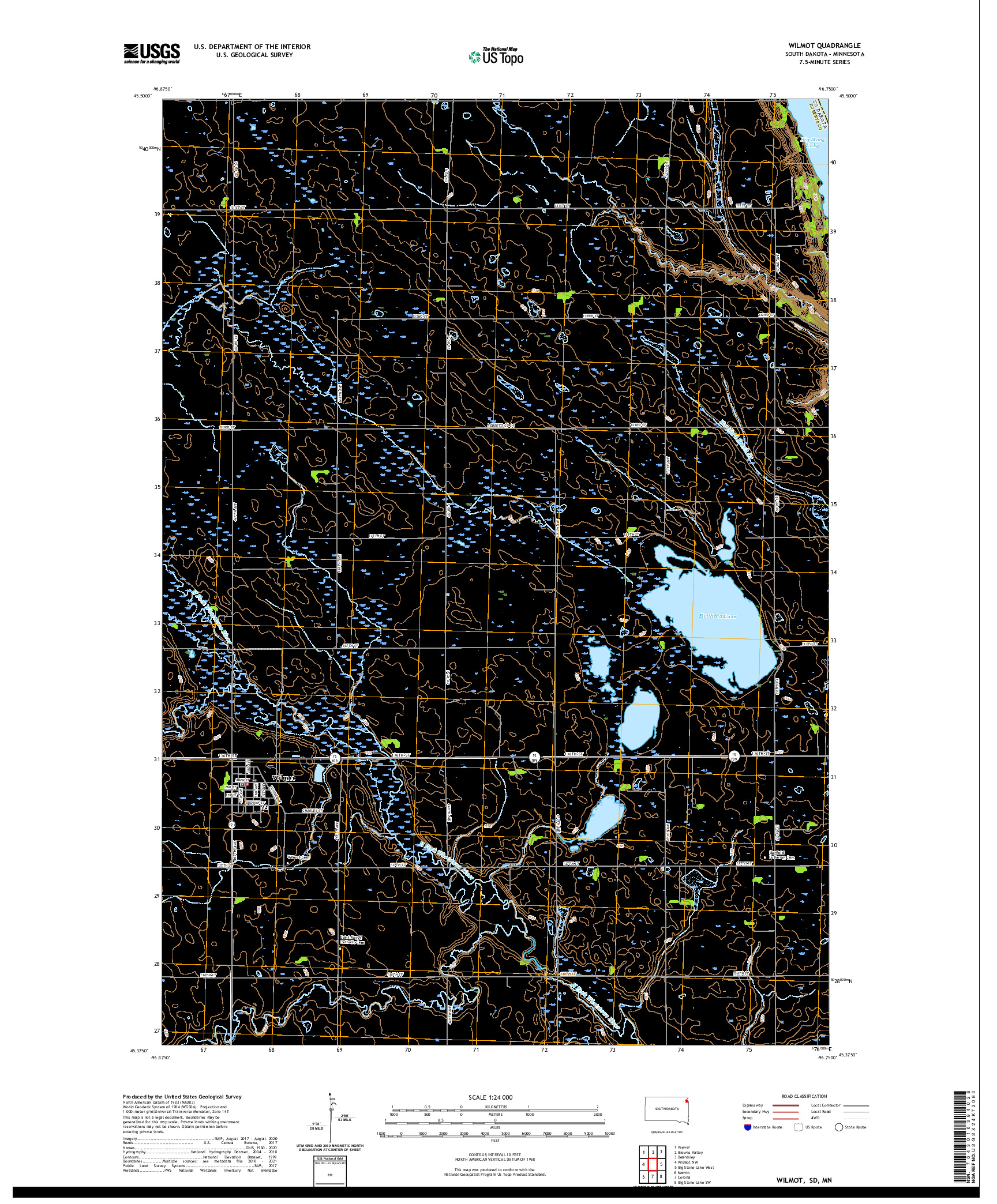 USGS US TOPO 7.5-MINUTE MAP FOR WILMOT, SD,MN 2021