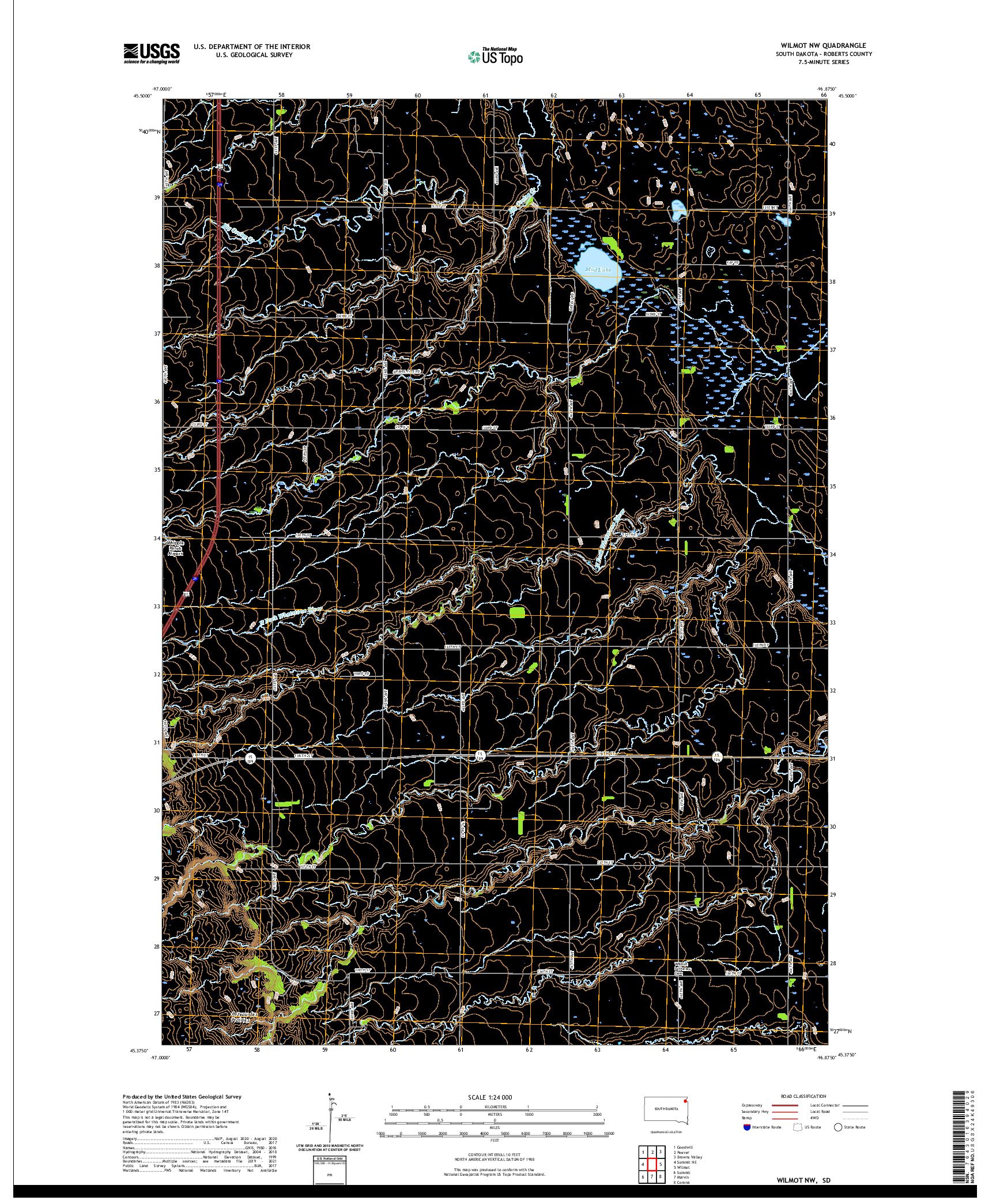 USGS US TOPO 7.5-MINUTE MAP FOR WILMOT NW, SD 2021