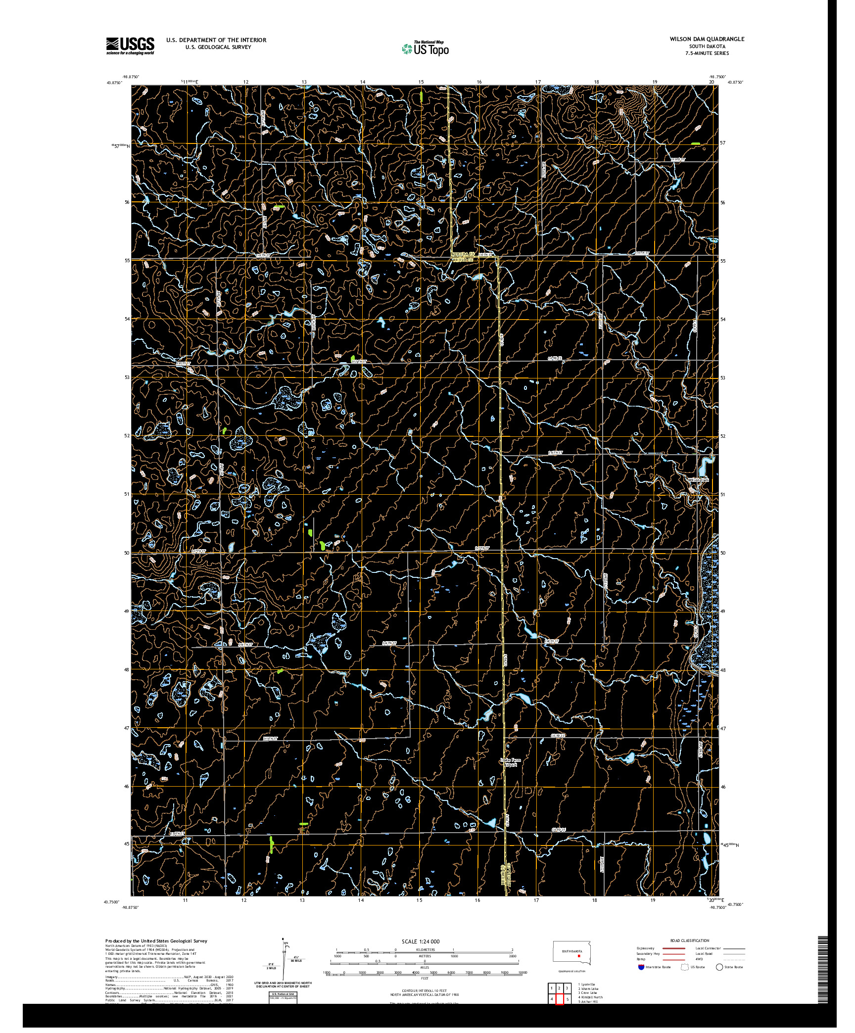 USGS US TOPO 7.5-MINUTE MAP FOR WILSON DAM, SD 2021