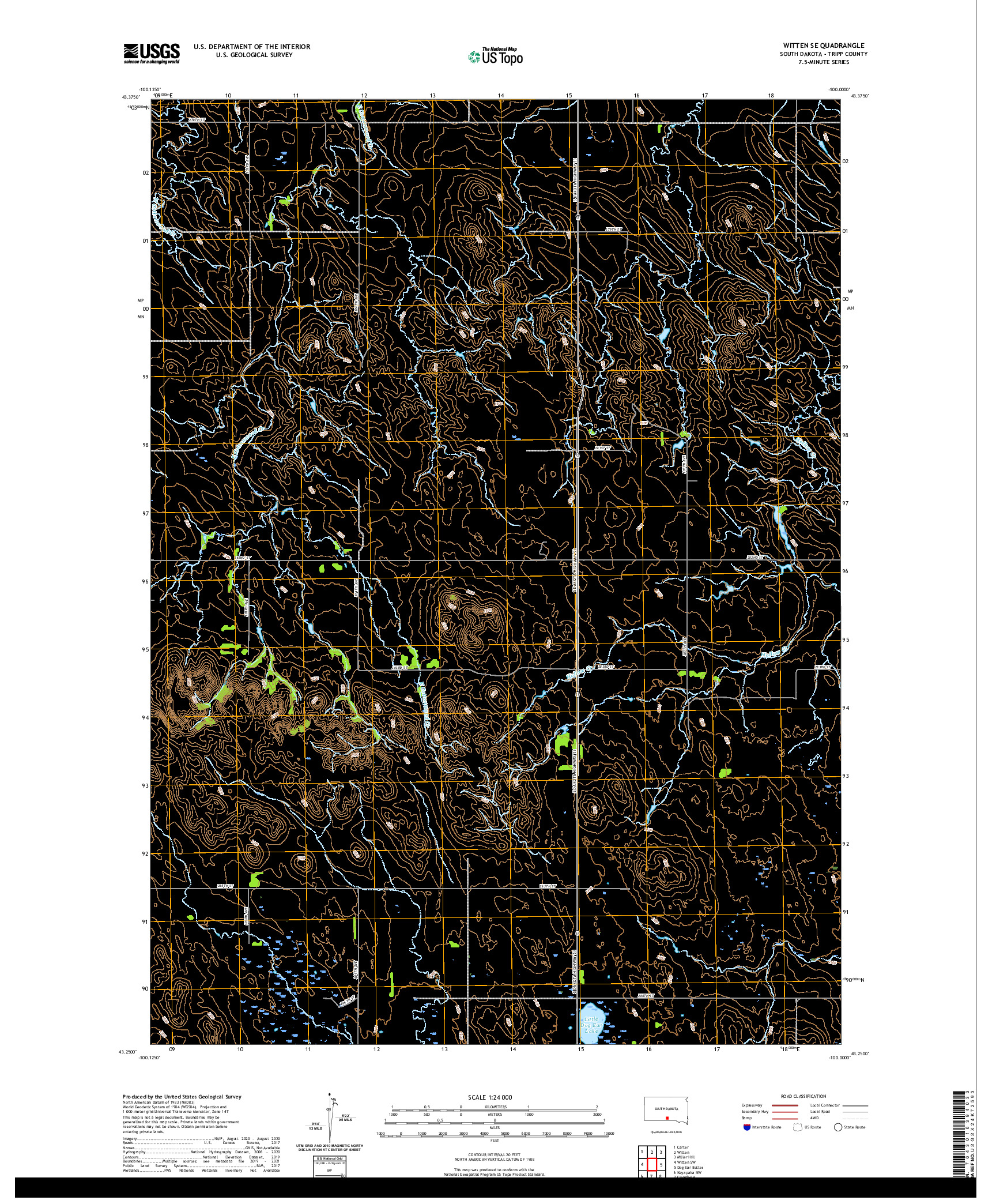 USGS US TOPO 7.5-MINUTE MAP FOR WITTEN SE, SD 2021