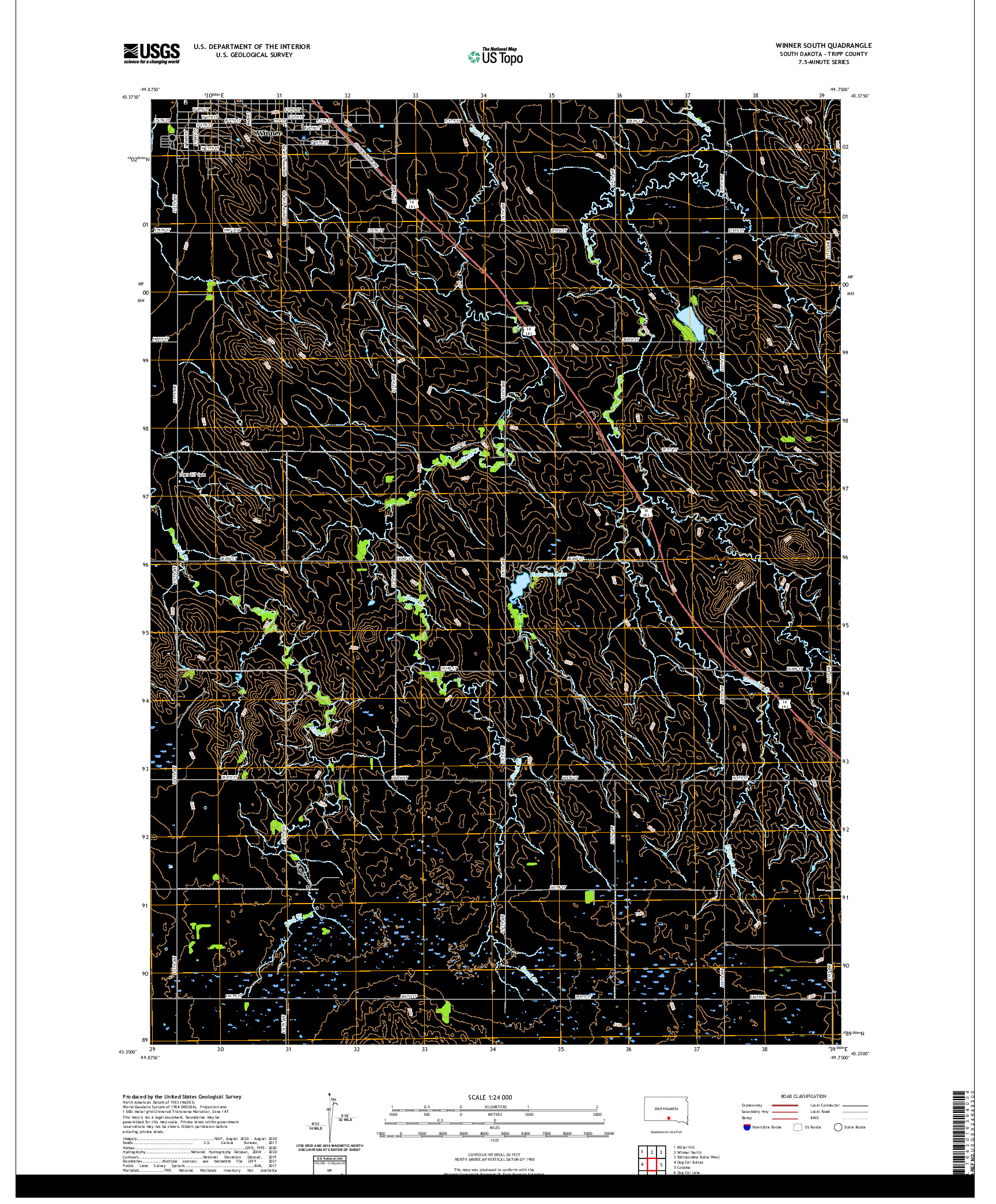 USGS US TOPO 7.5-MINUTE MAP FOR WINNER SOUTH, SD 2021