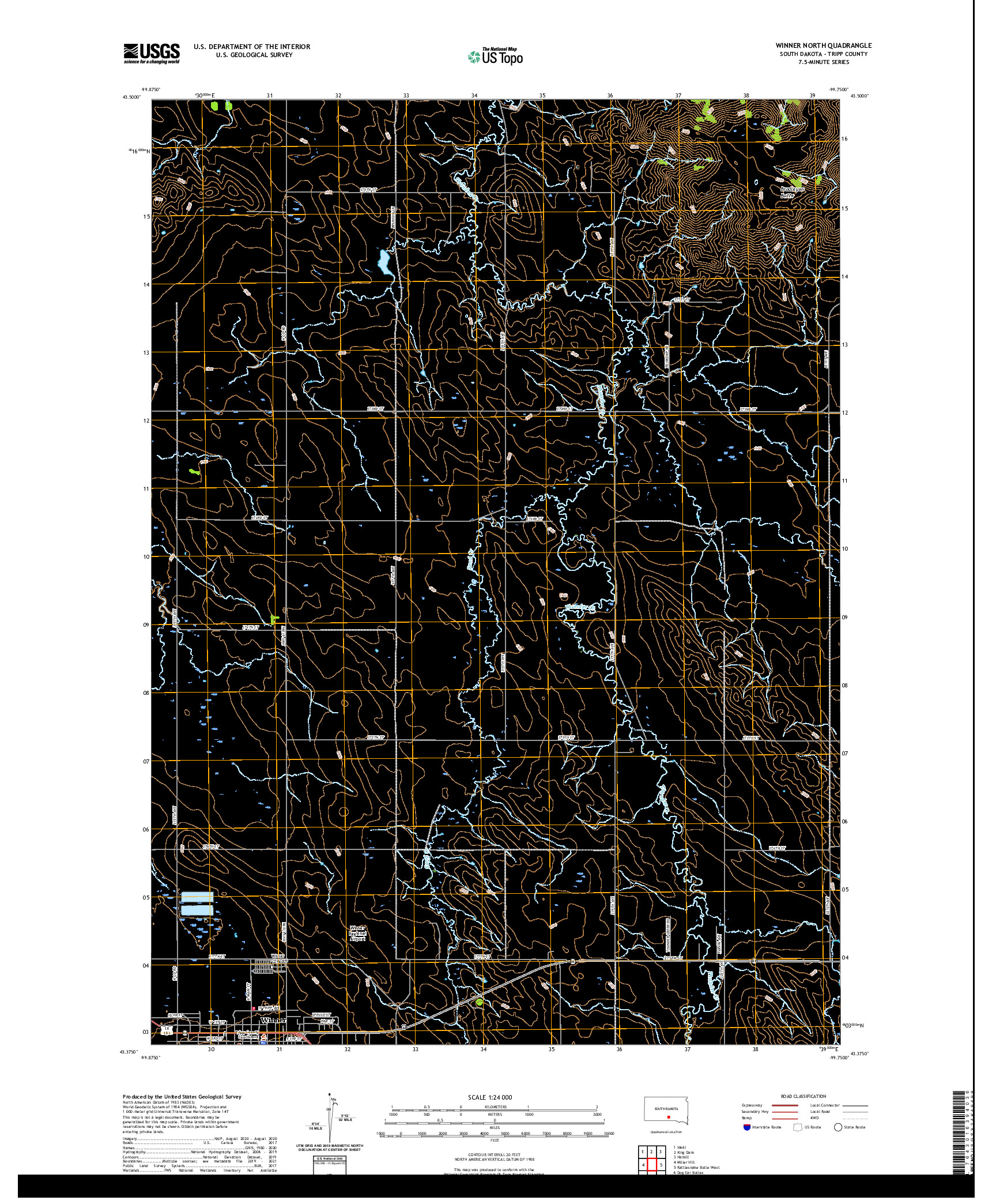 USGS US TOPO 7.5-MINUTE MAP FOR WINNER NORTH, SD 2021