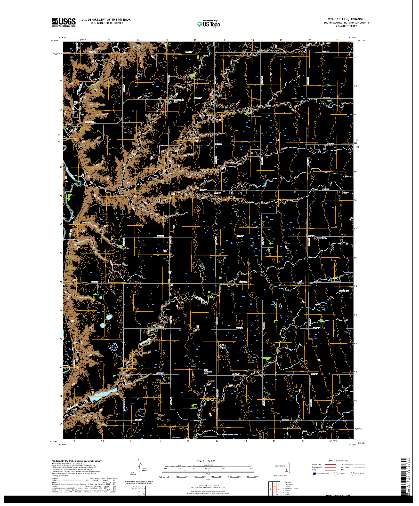 USGS US TOPO 7.5-MINUTE MAP FOR WOLF CREEK, SD 2021